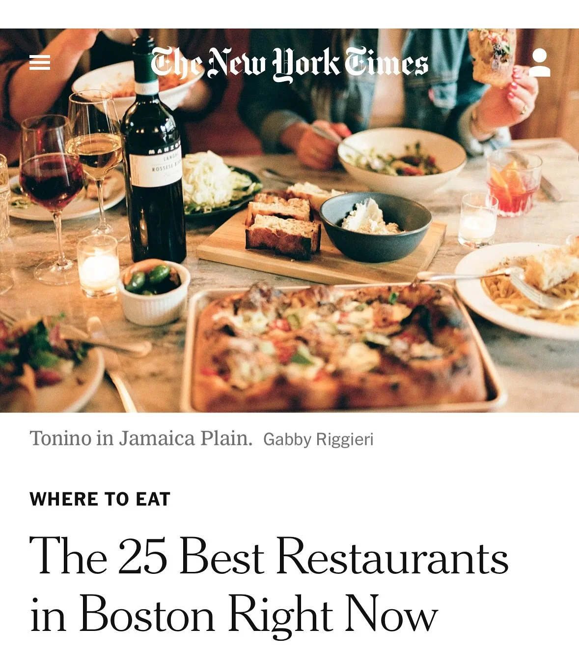 Congrats to our friends @tonino_jp &amp; @field_and_vine for being named to the latest @nytimes Best Restaurants in Boston! Love the sweet shot from @ggabriella filled with Myrth as the hero image!