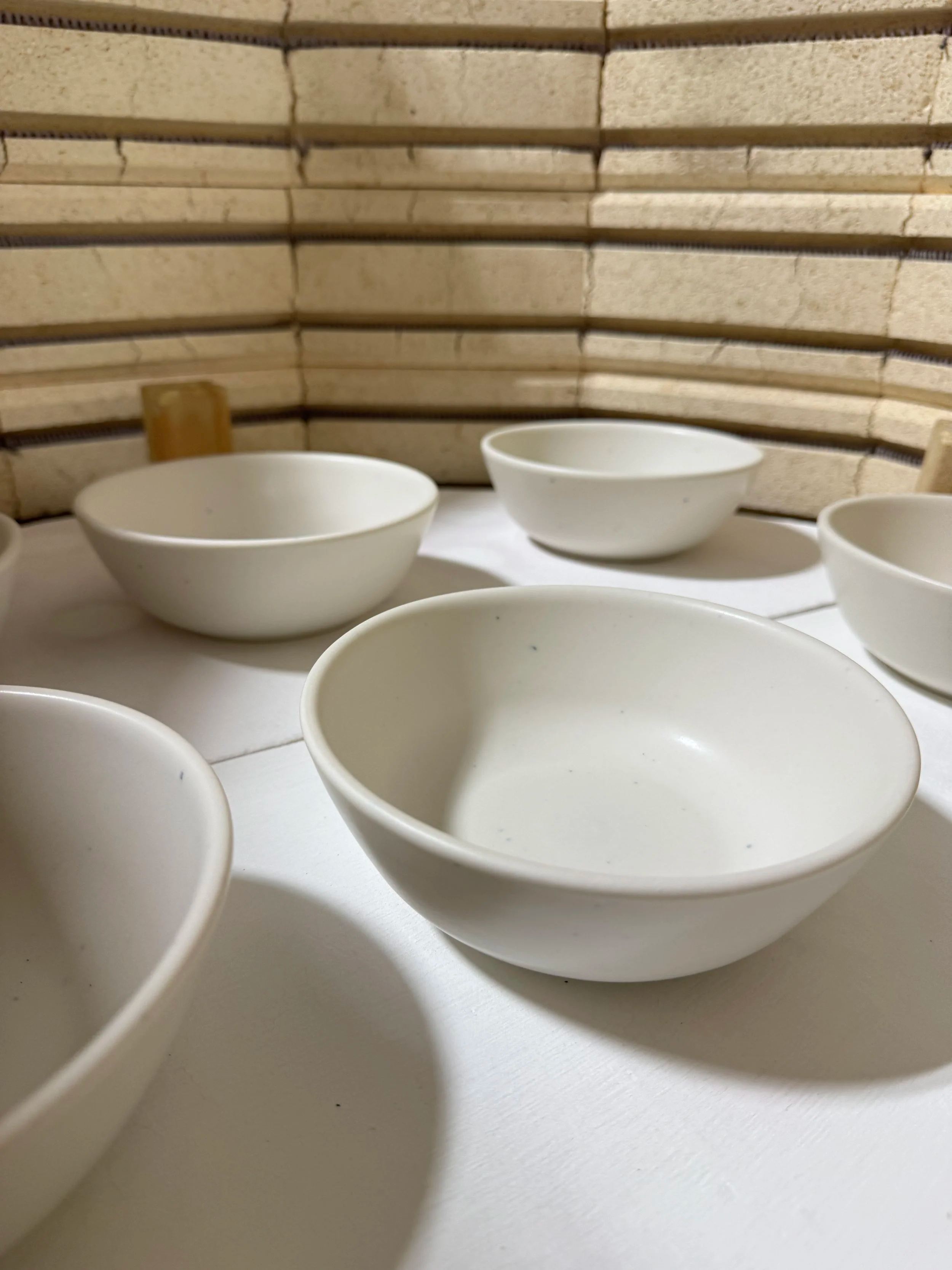 White base glaze samples on Tasting Bowls