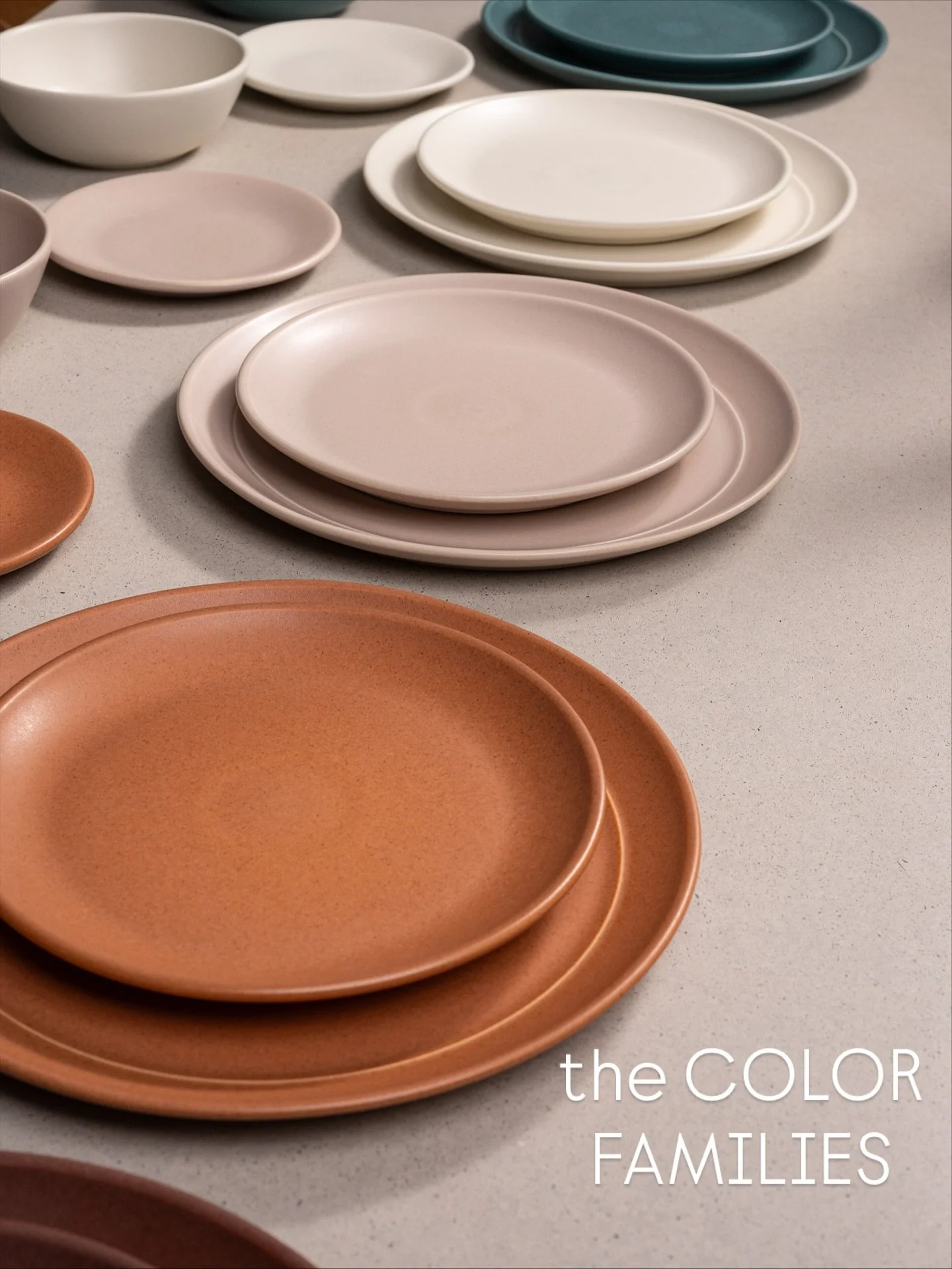One of our goals when we were designing our new glazes was to create an even balance of neutral, warm, and cool tones. Like little color families. We did this because we felt it would give the palette structure and congruence, and they would in turn