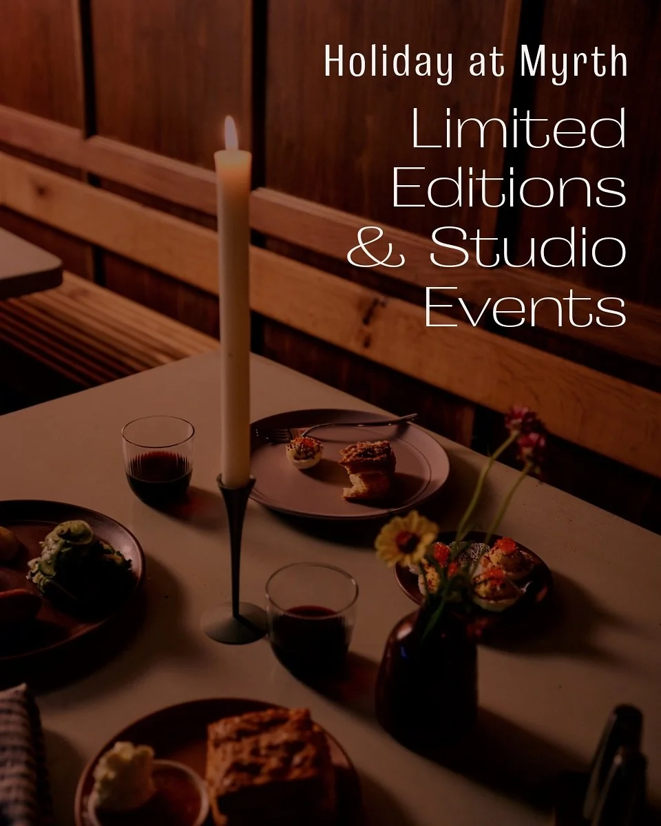 Myrthlings! Here come the holidays, and we&rsquo;re excited to share an update on the lovely things we have planned this season. Our first event is this Saturday at @covetandlou. Swipe thru for the full rundown, and bookmark those slides so remember 