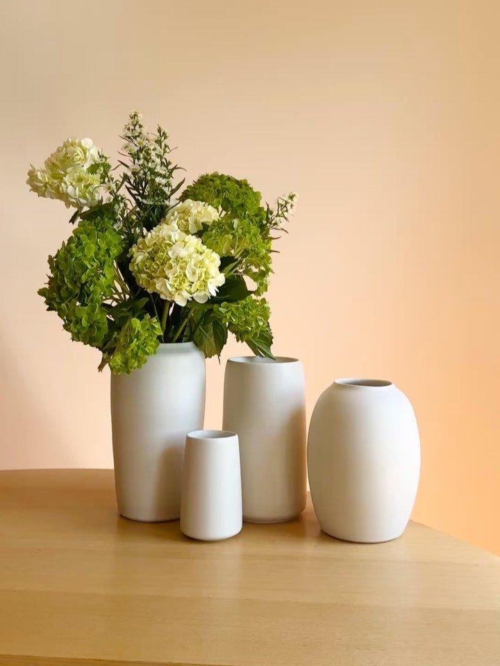 Introducing our new Limited Edition &amp; Studio Archive Vase Collection. Each hand-thrown by studio owner Abby. 

This new collection of spring vases features shapes that have been earning their keep in our own home for years. These are the vessels 