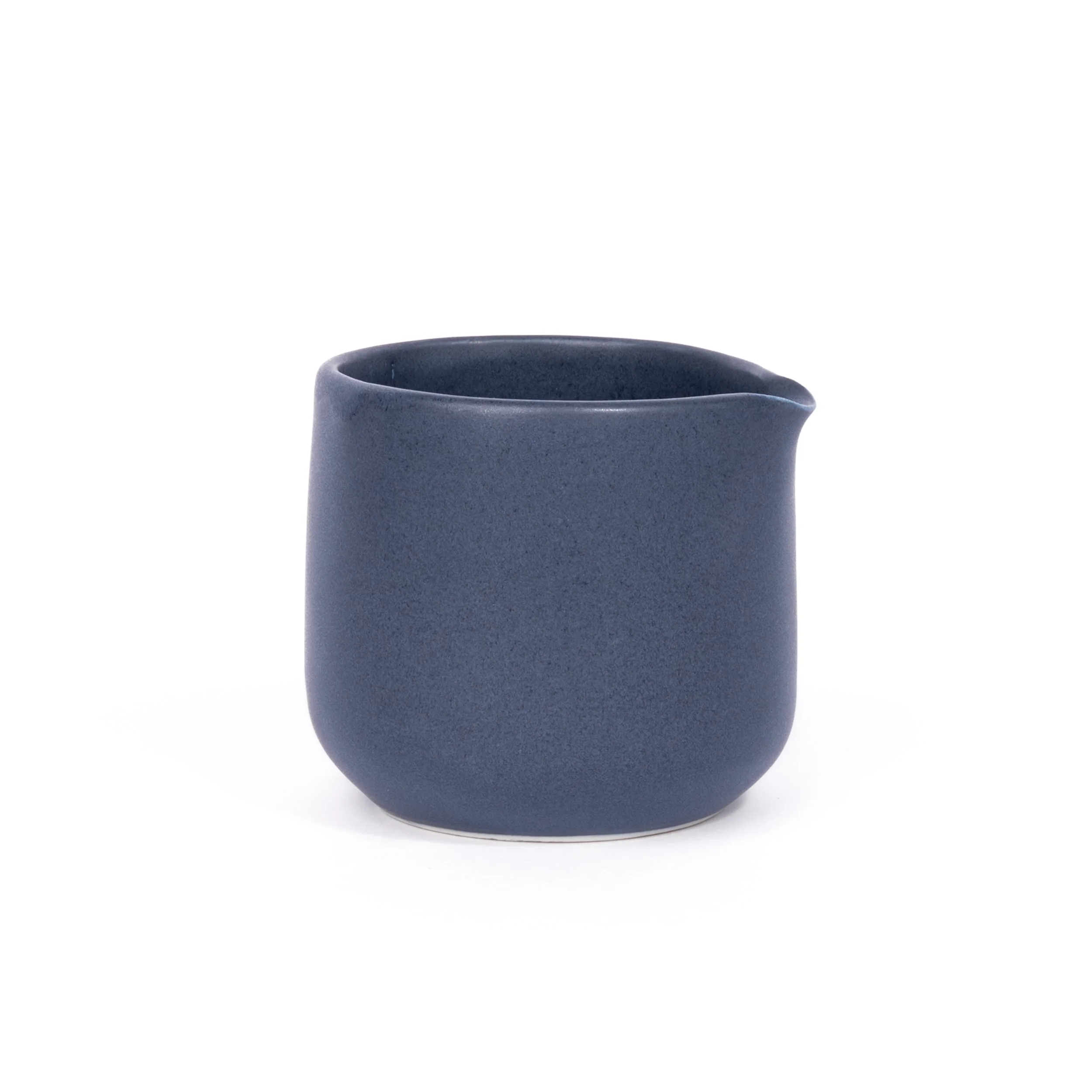 Handcrafted porcelain Swig Pour, 3 inch, 8 fluid ounce, shown in Dove glaze — Myrth Ceramics