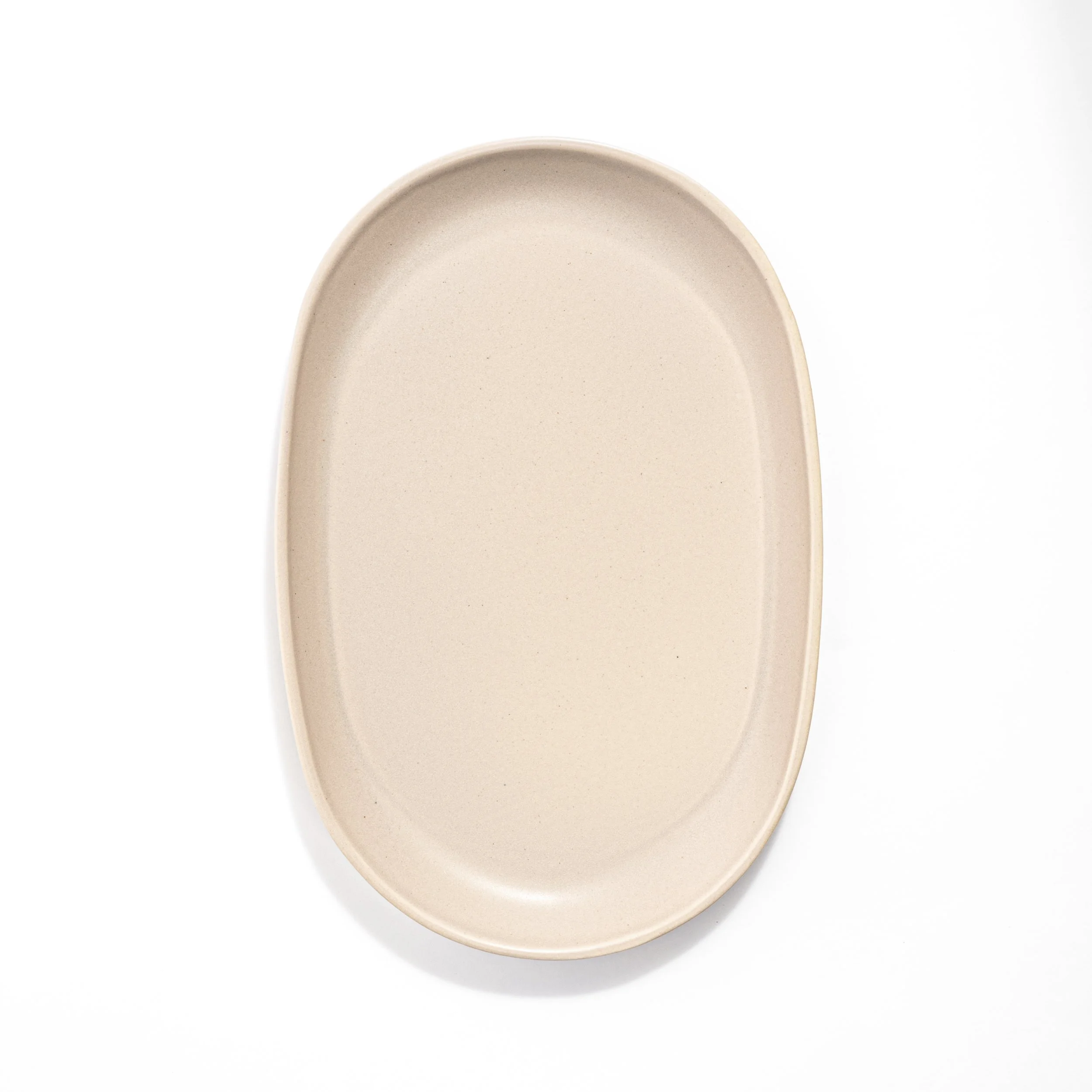 Handcrafted porcelain oval platter, 12 inch, shown in Roux glaze — Myrth Ceramics
