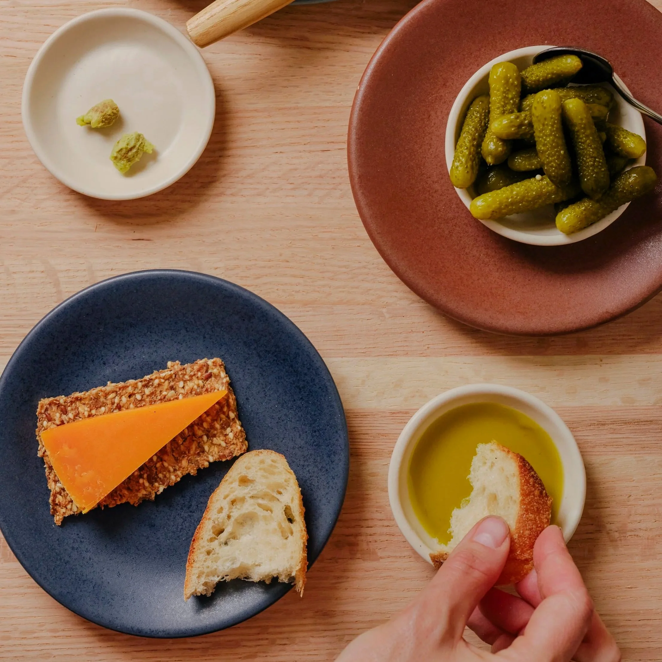 Small porcelain bread plate and saucer, American-made by Myrth Ceramics