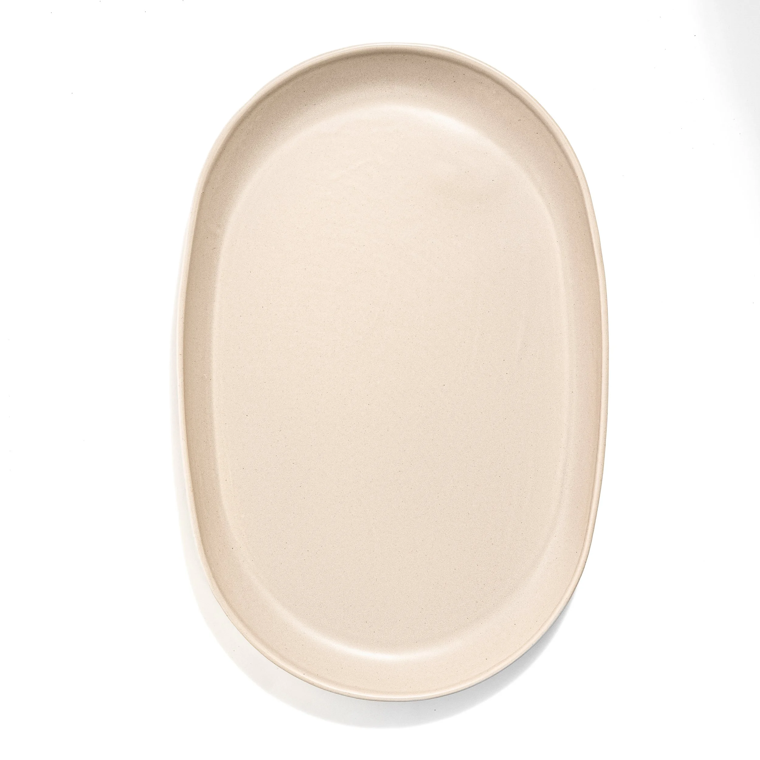 Handcrafted porcelain oval platter, 16 inch, shown in Roux glaze — Myrth Ceramics