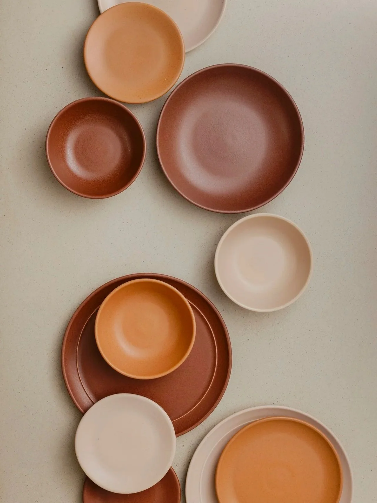 Wedding registry dinnerware by Myrth Ceramics in mixed glaze colors