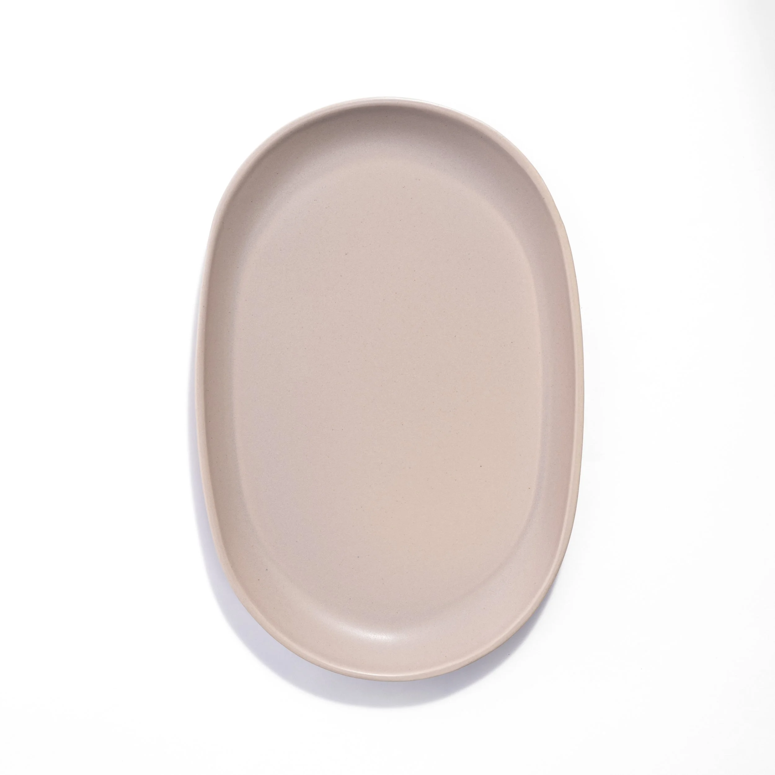 Handcrafted porcelain oval platter, 12 inch, shown in Dove glaze — Myrth Ceramics
