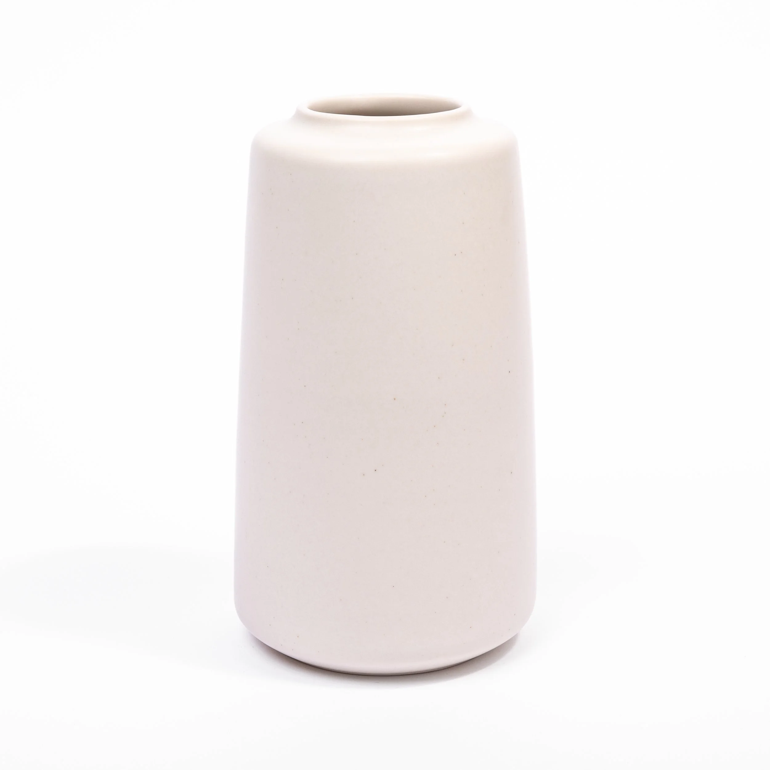 Handcrafted porcelain Pilar vase, 7 inch tall, shown in Moonlight glaze — Myrth Ceramics