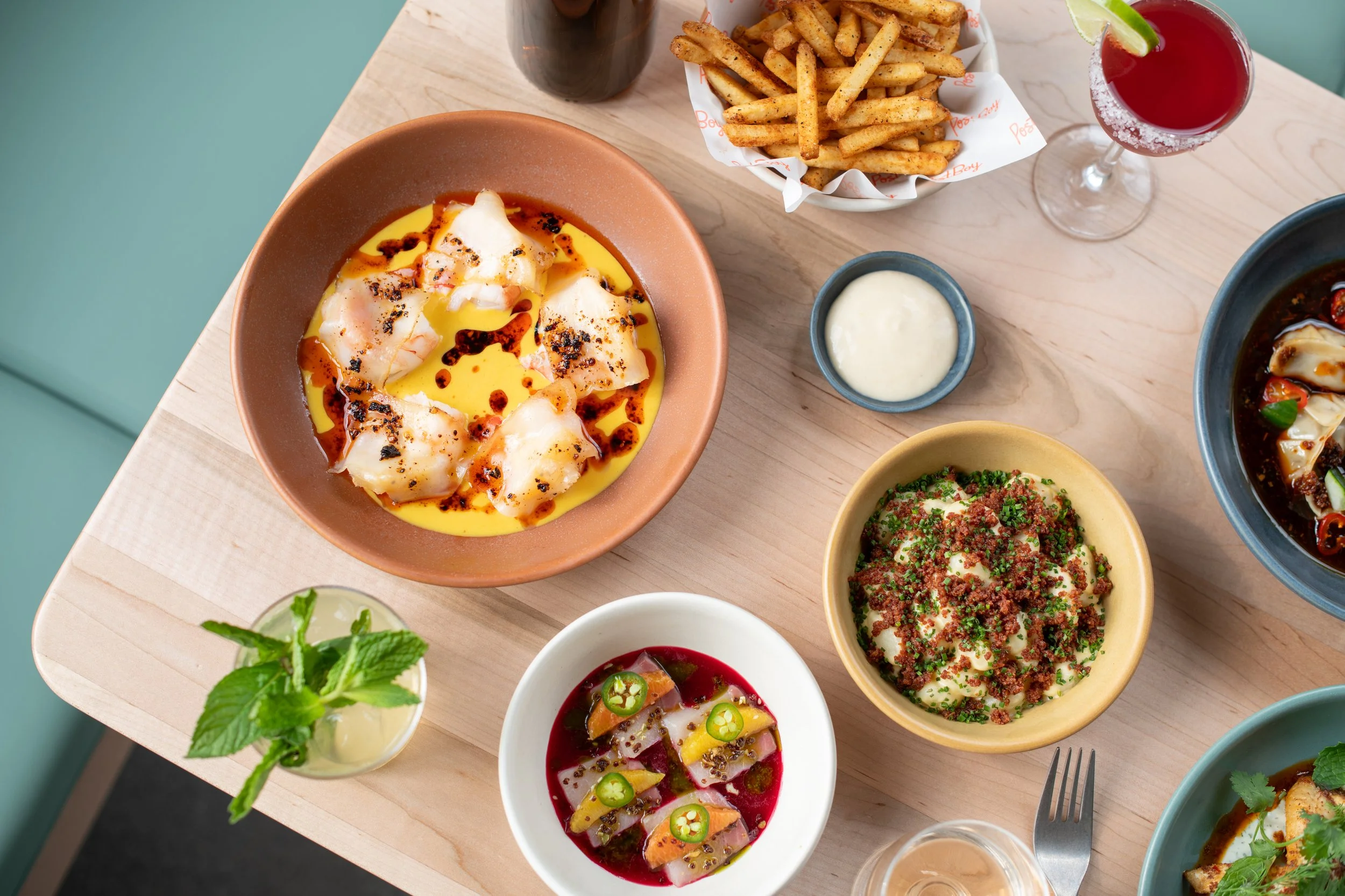 Fine dining presentation on Myrth custom restaurant tableware