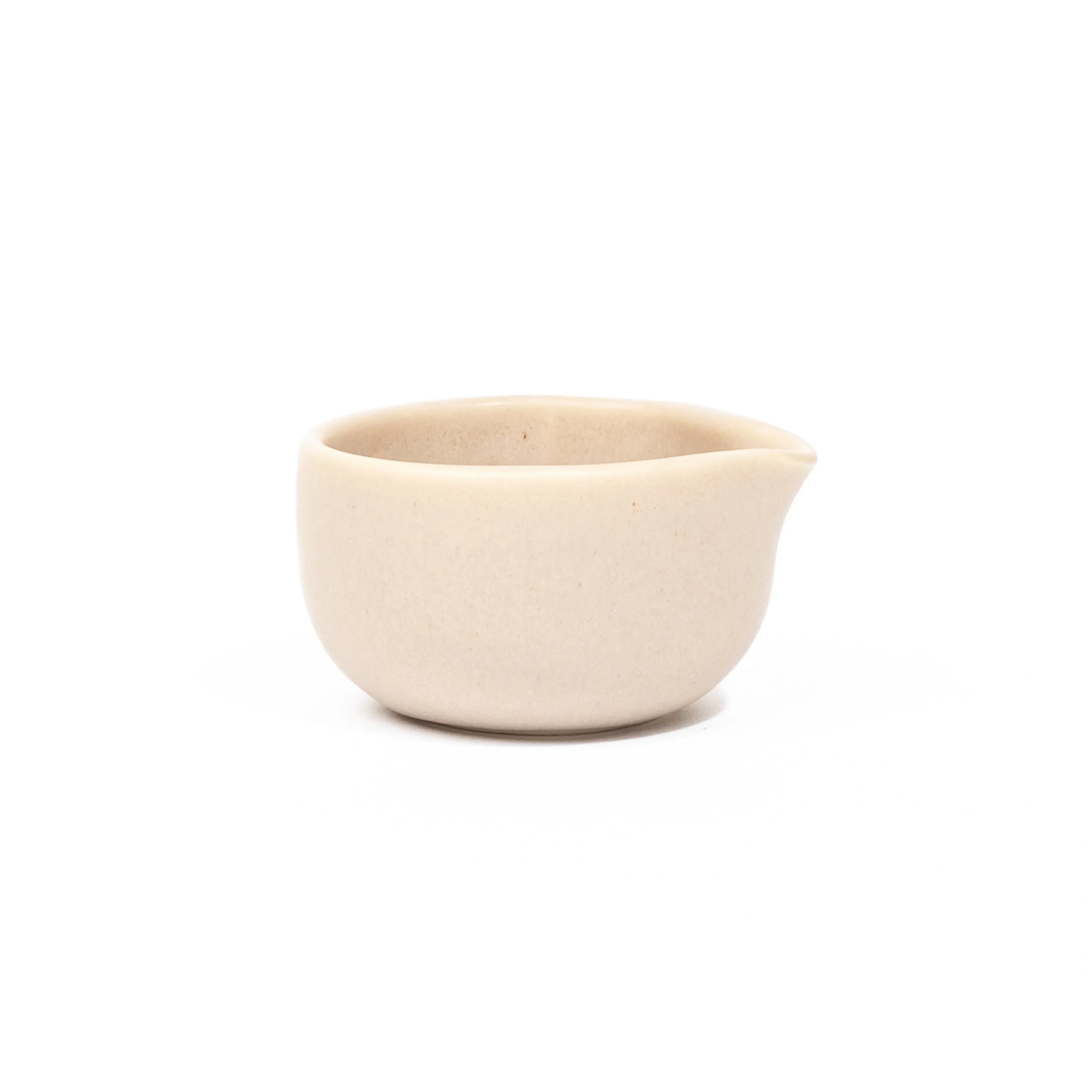 Handcrafted porcelain Sake Pour, 2.5 inch, 2 fluid ounce, shown in Roux glaze — Myrth Ceramics