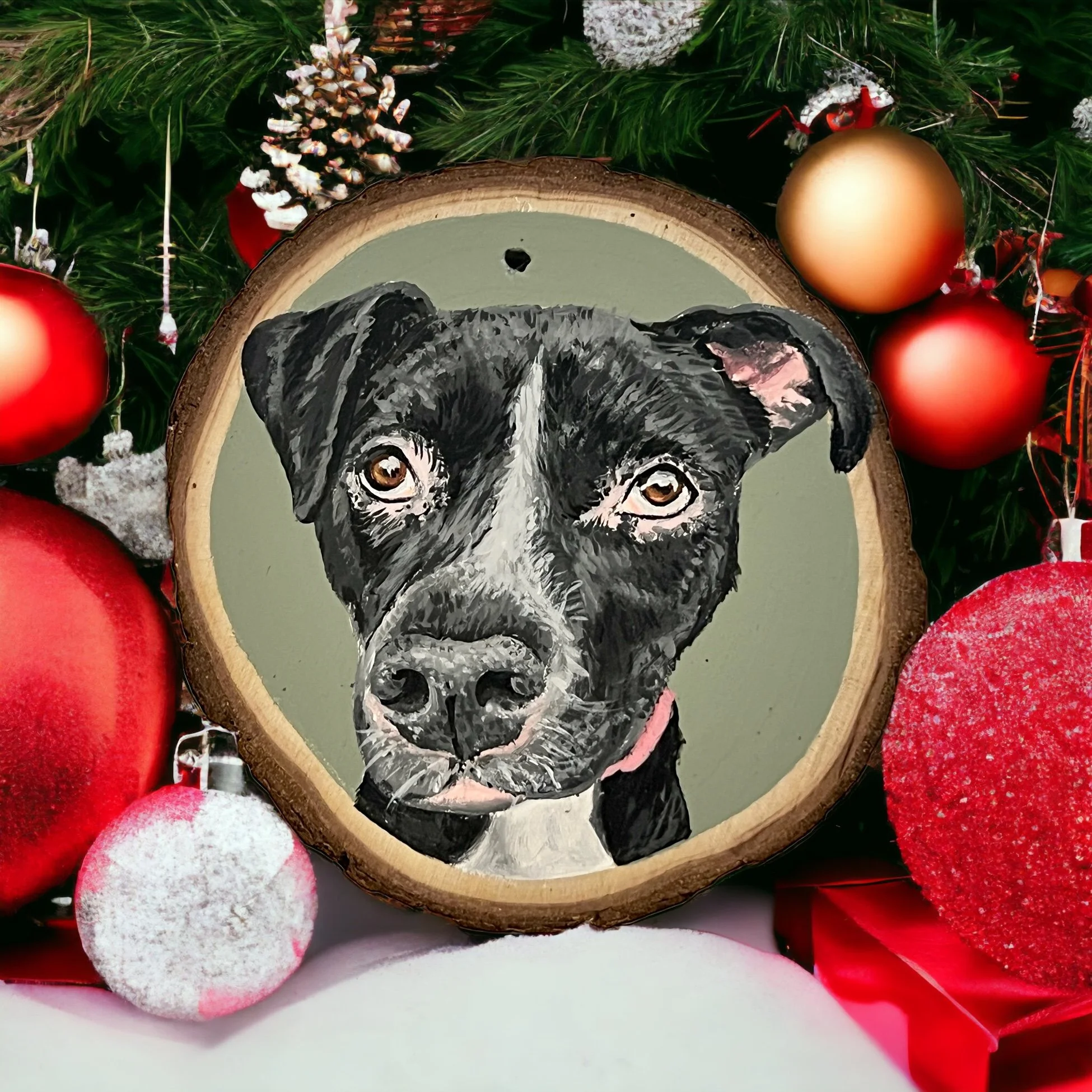 Custom Ornament: Pet Portrait Wooden Ornament, approx. 3”