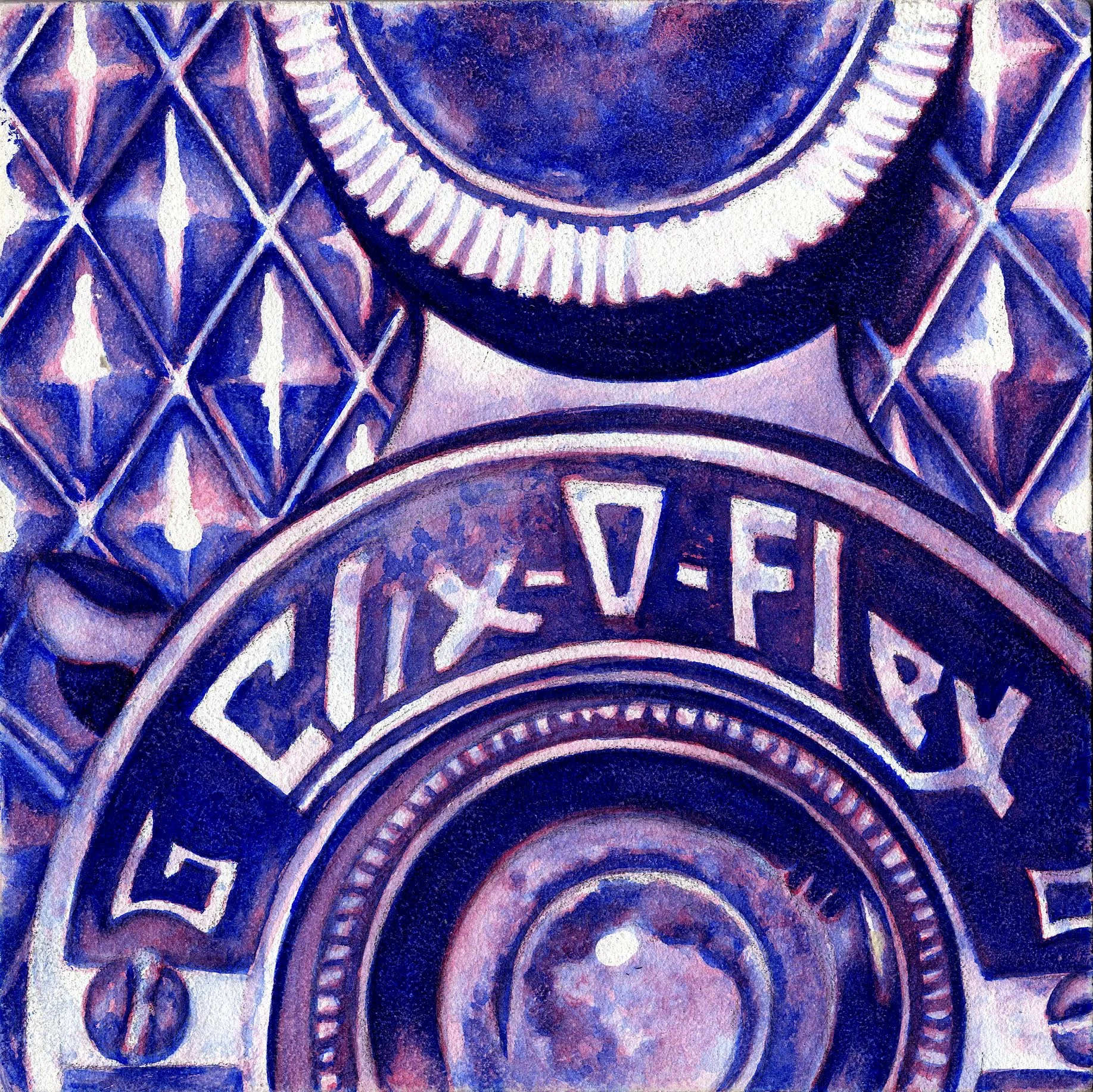 Clix-O-Flex • watercolor on panel • 5x5” • Original Available (click on image for more info)