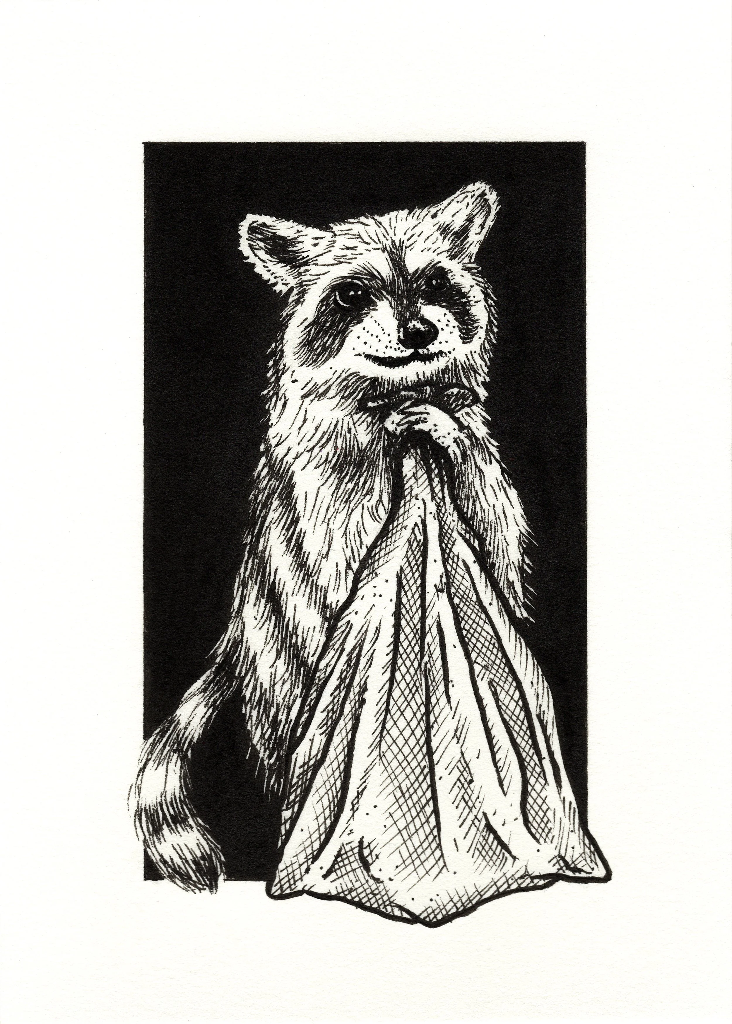 INKTOBER 2026 • Week 10 • “HUMOR + GARBAGE” • MINE • ink on paper • 5x7”