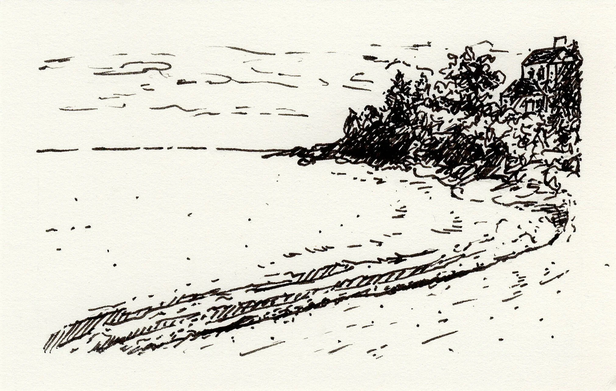 9/92 Mini Ink Drawing Series 2025 • Marquette Harbor Lighthouse, MI • Original Available