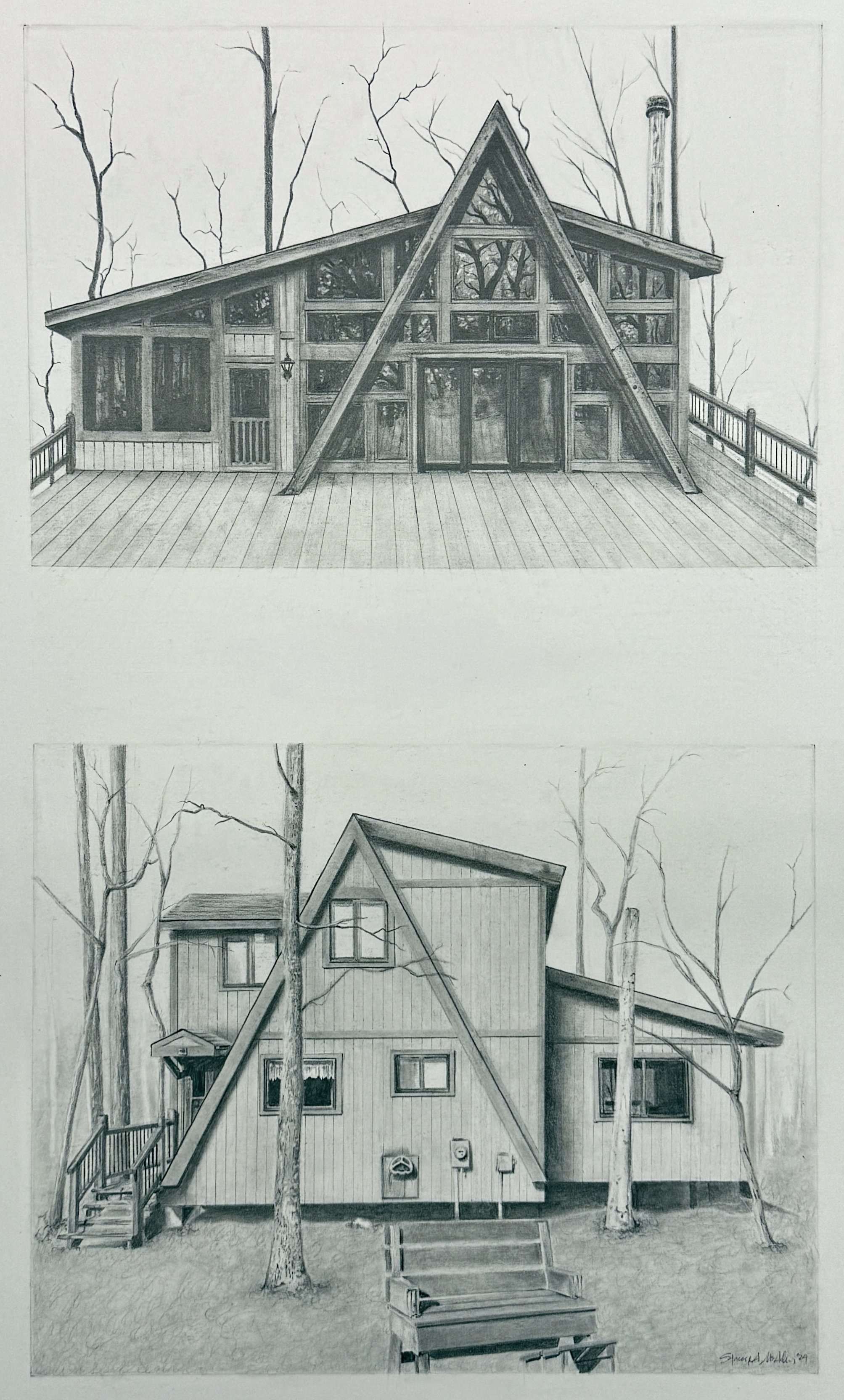 Lake House • graphite pencils on paper • 18x24” overall, 8x10” each