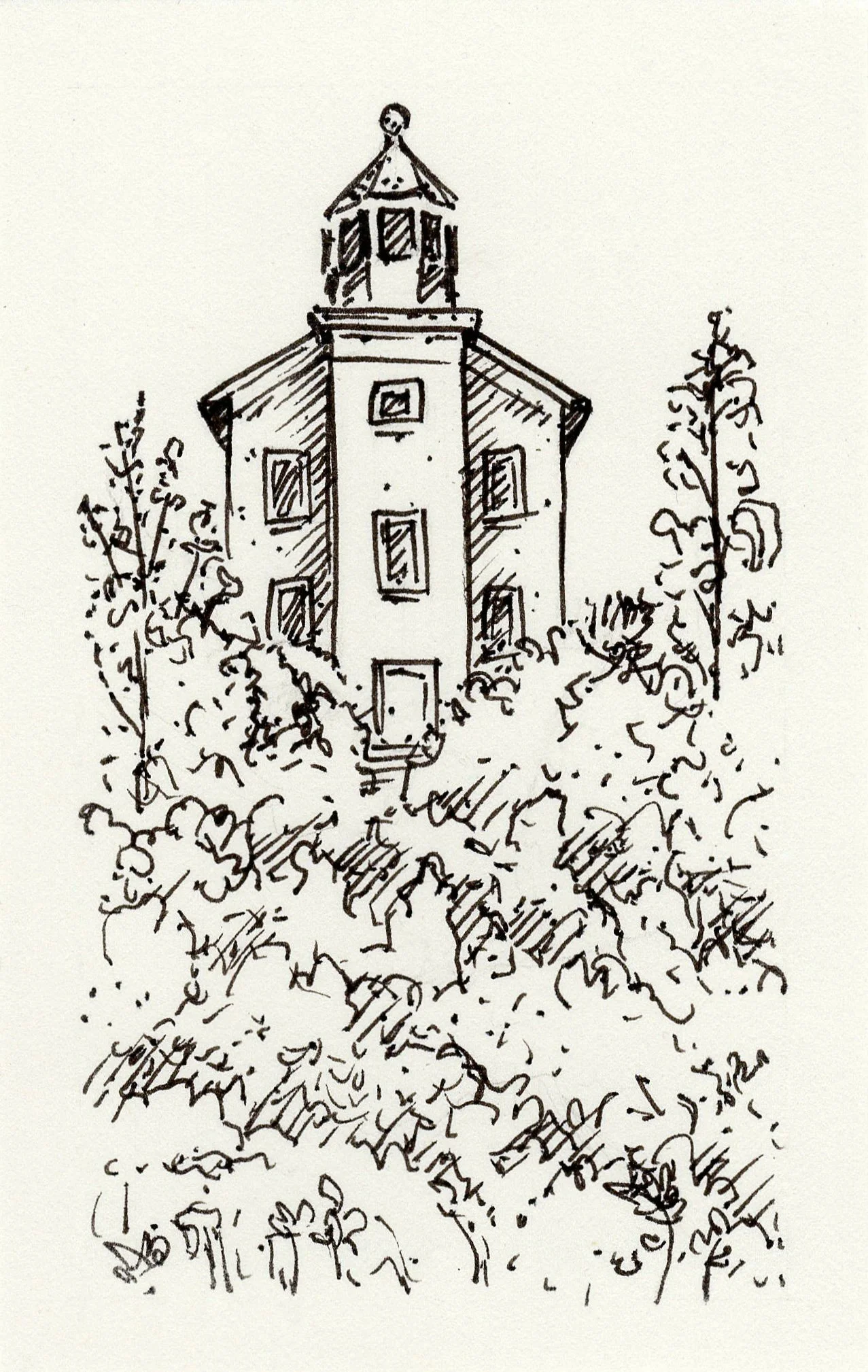 8/92 Mini Ink Drawing Series 2025 • Marquette Harbor Lighthouse, MI • Original SOLD