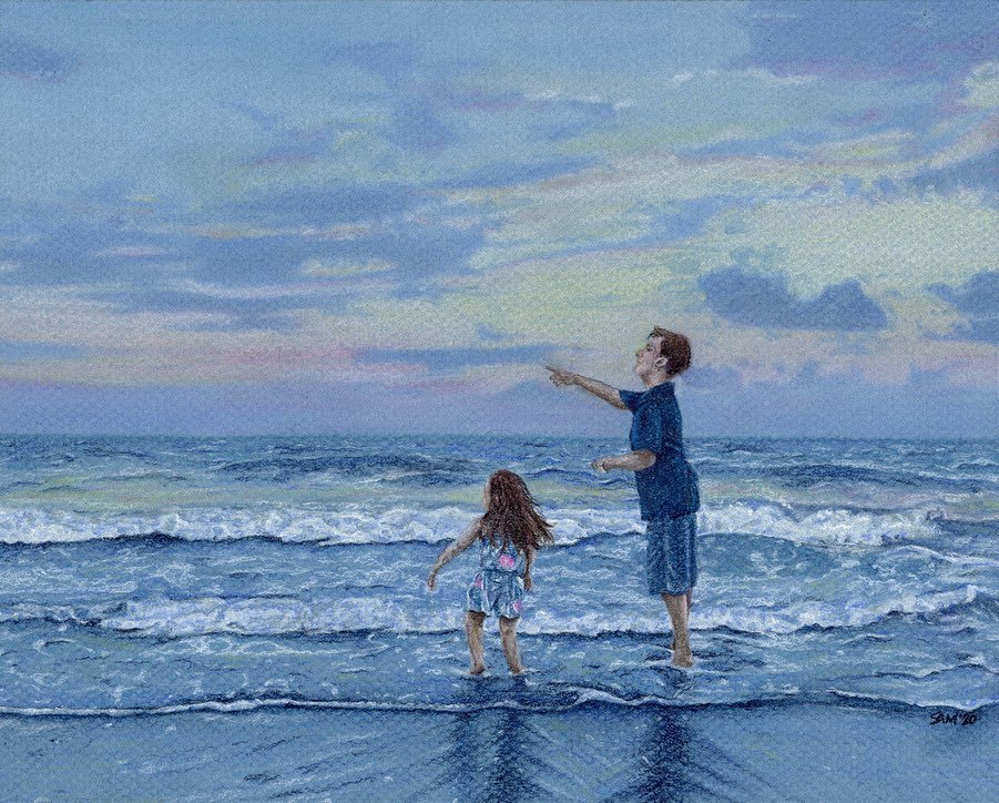 Sunset Siblings • chalk pastels on paper • 8x10”