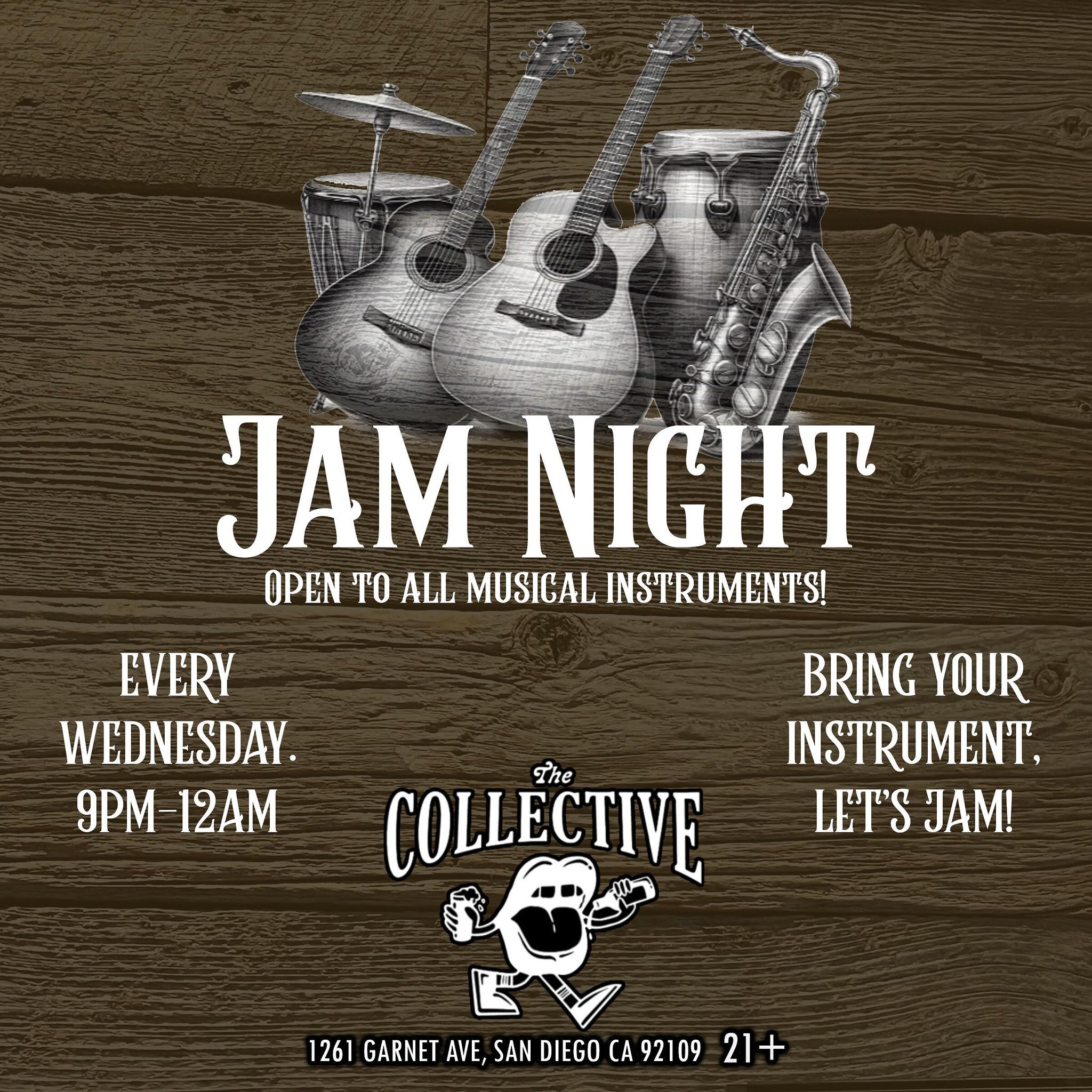 CALLING ALL MUSICIANS!! 🎶 Jam night is happening every Wednesday!! Bring your instruments and jam with others! 

This is not an open mic night. This does not have a strict time slot per musician. We ask that you come, bring your instrument, sign up 