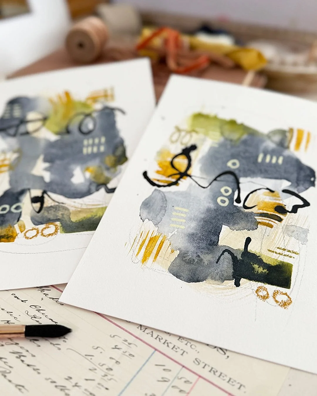 These new mixed media abstract paintings are a gentle reminder to slow down, and trust that the world will wait while you breathe. Invite the sacred into your mornings, and to walk with you throughout the day.

Remember to:

Laugh.
touch,
Notice.
Hug
