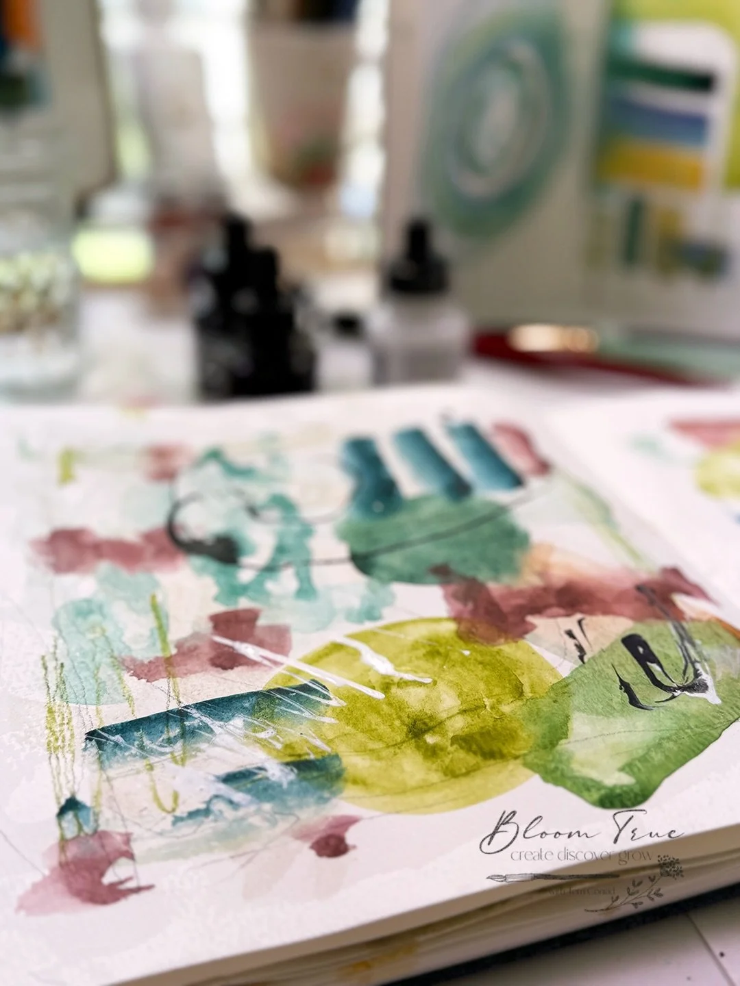 On my art table - mixed media abstract paintings.

I have a curated offering of small originals abstracts and loose floral watercolor paintings available on.the Bloom True web site at www.bloom-true.com (clickable link in my bio).

Today, and every d