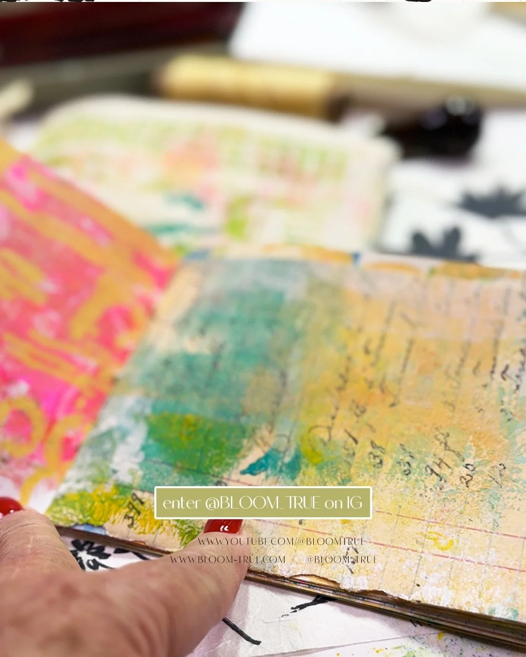 In this season of of giving, we want to celebrate with you, our creative friends, and GIVE AWAY this one of a kind, handmade, ORIGINAL hand painted mixed media art journal, with a sheet of our silhouette florals on Mulberry paper. These are perfect t