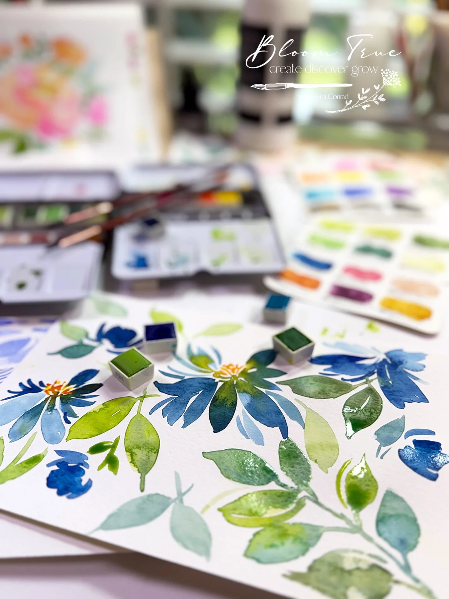 Small things, BIG and deep joy!

Loose watercolor florals in shades of blue and green.

Do you know I have available on the Bloom True website, art prints and original paintings as well as some digital printable art journaling ephemera? See my bio fo