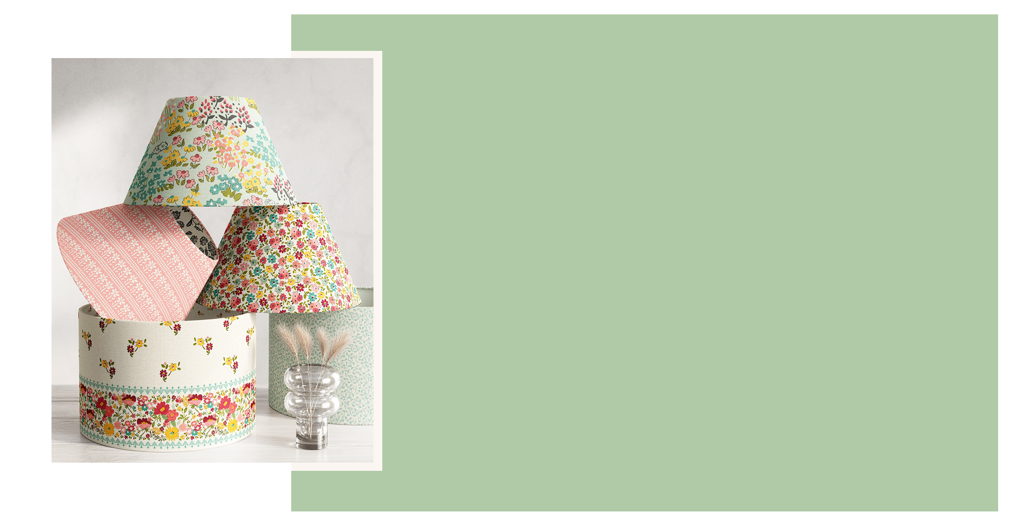 photograph of fabric patterned lampshades by Terri Conrad Designs