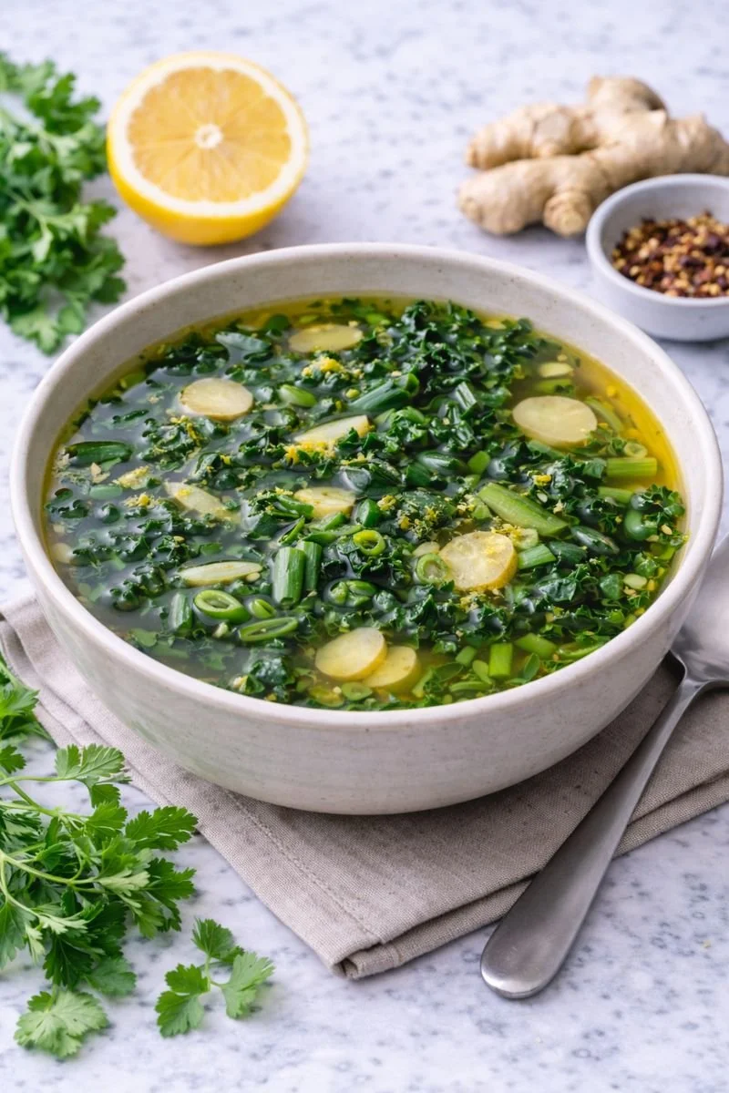 Citrus-Ginger Detox Broth with Greens