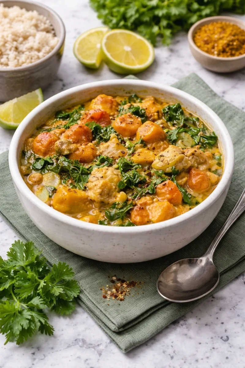 Sweet Potato, Kale &amp; Coconut Curry Stew 