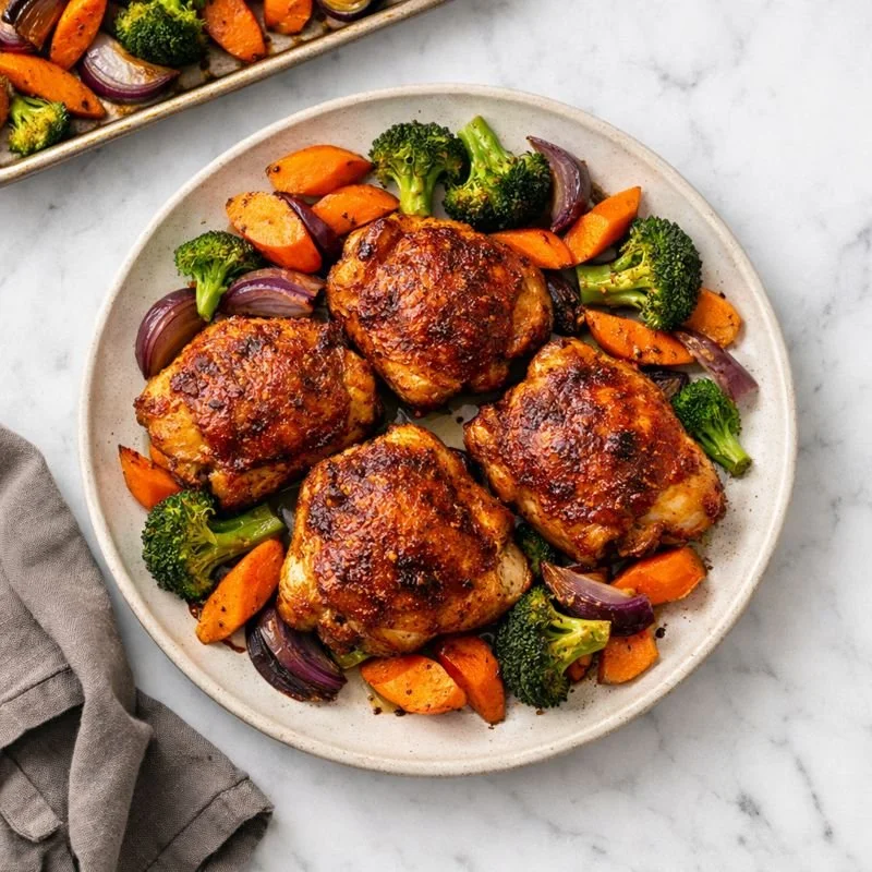Smoky Orange Zest Chile-Rubbed Chicken with Roasted Garden Vegetables