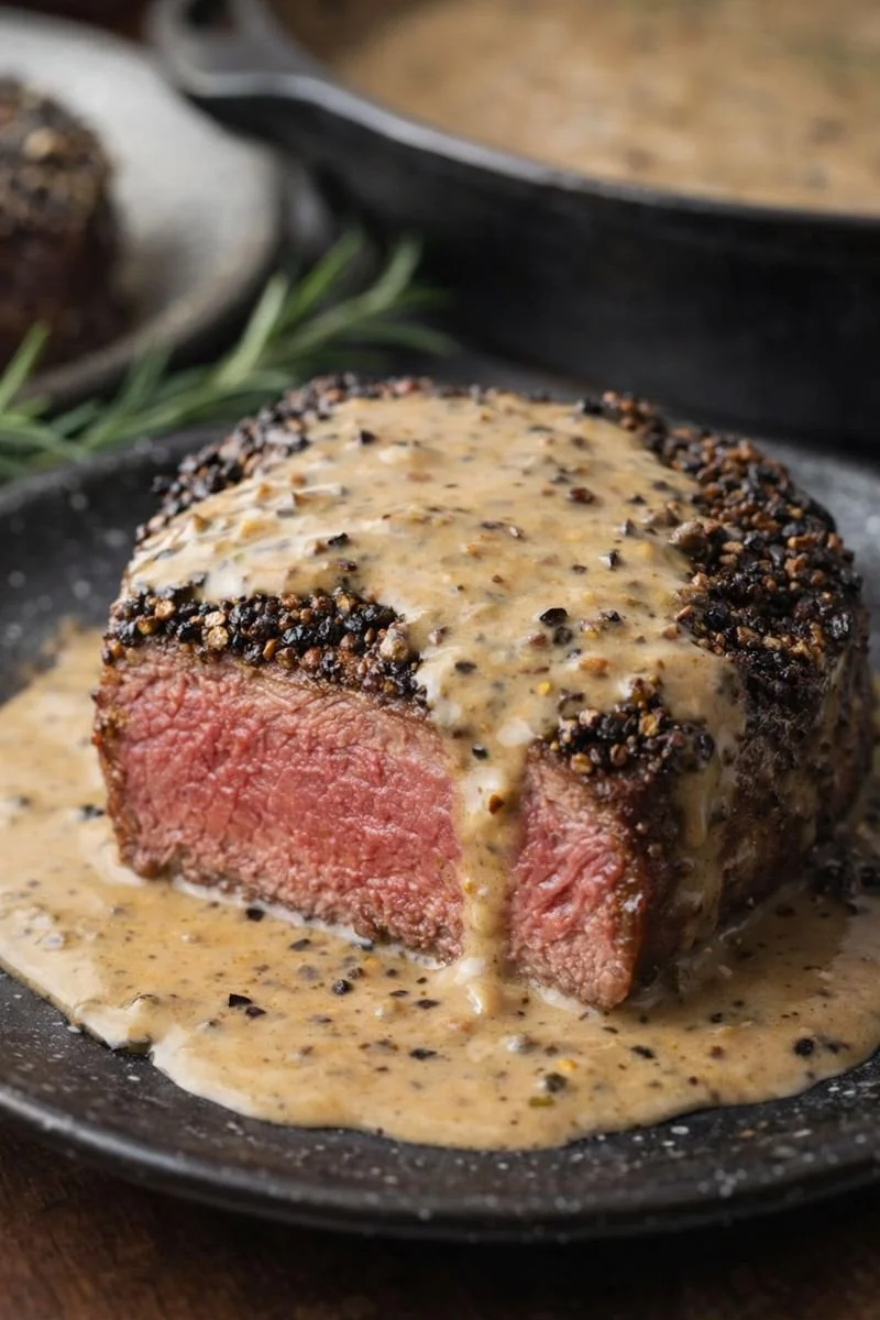 Kentucky Bourbon Pepper–Crusted Filet with Cognac Cream