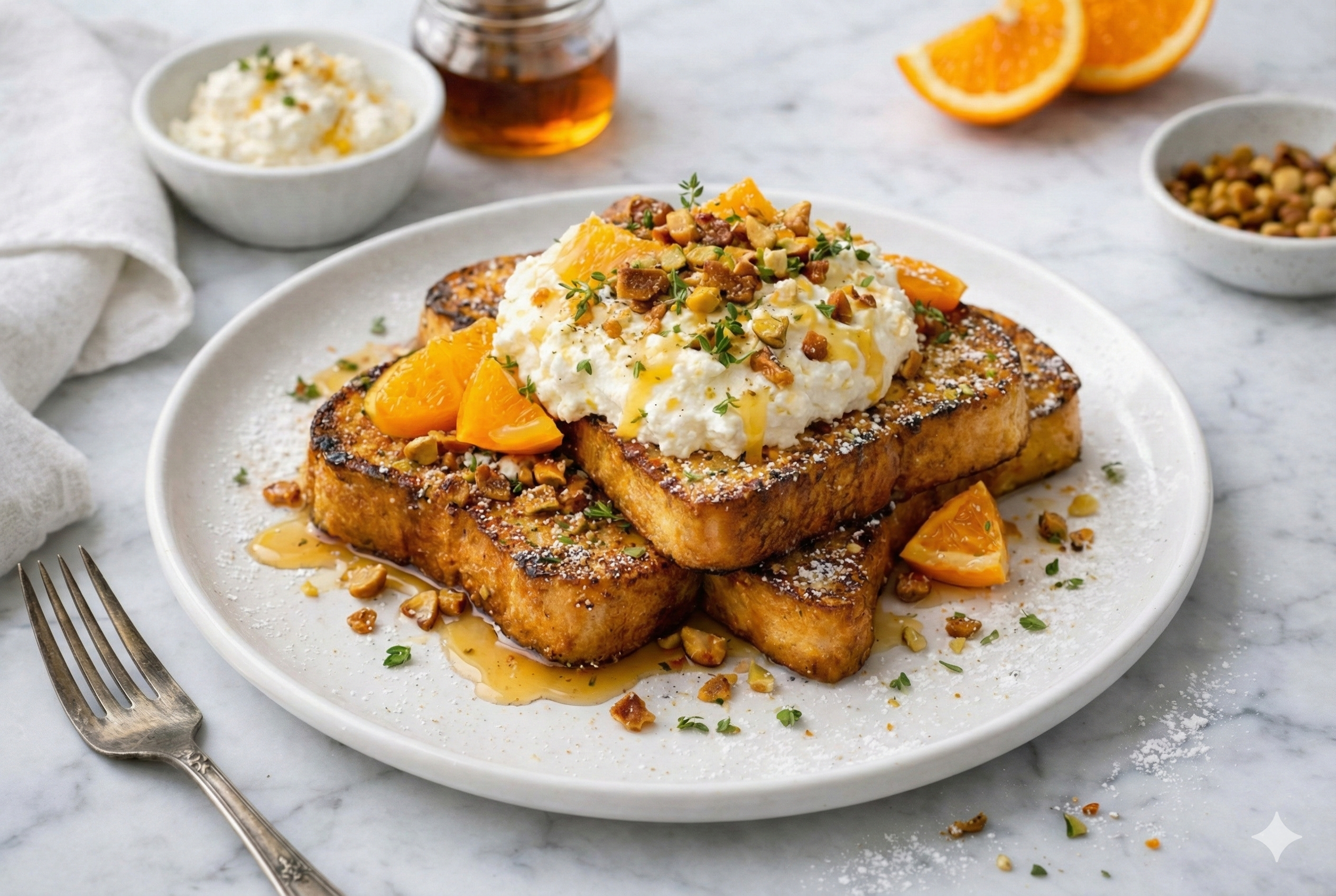 French Toast with Honeyed Citrus Ricotta