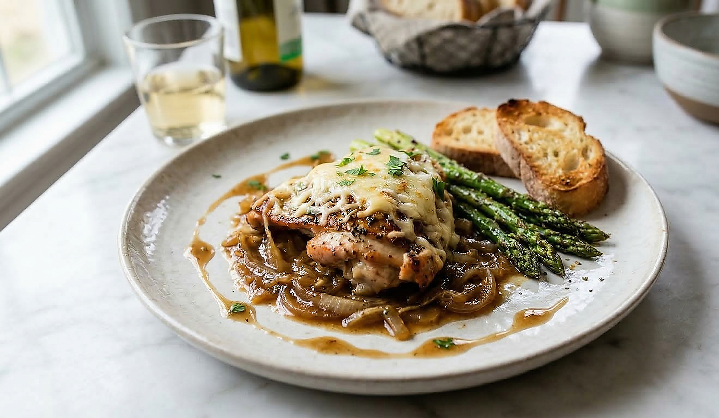 Caramelized Onion and Gruyère Baked Chicken