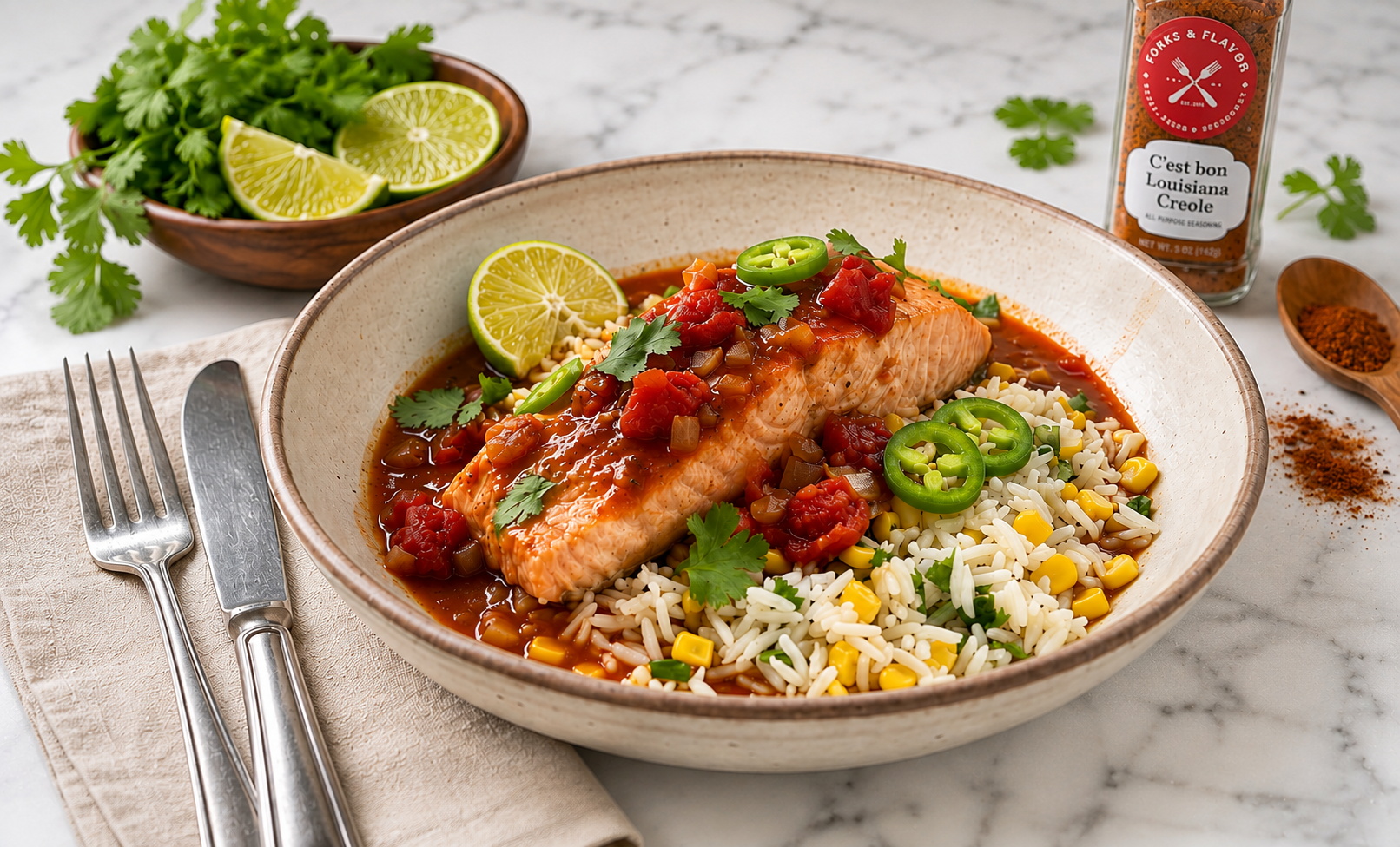 Adobo-Simmered Salmon in Smoky Tomato-Lime Broth