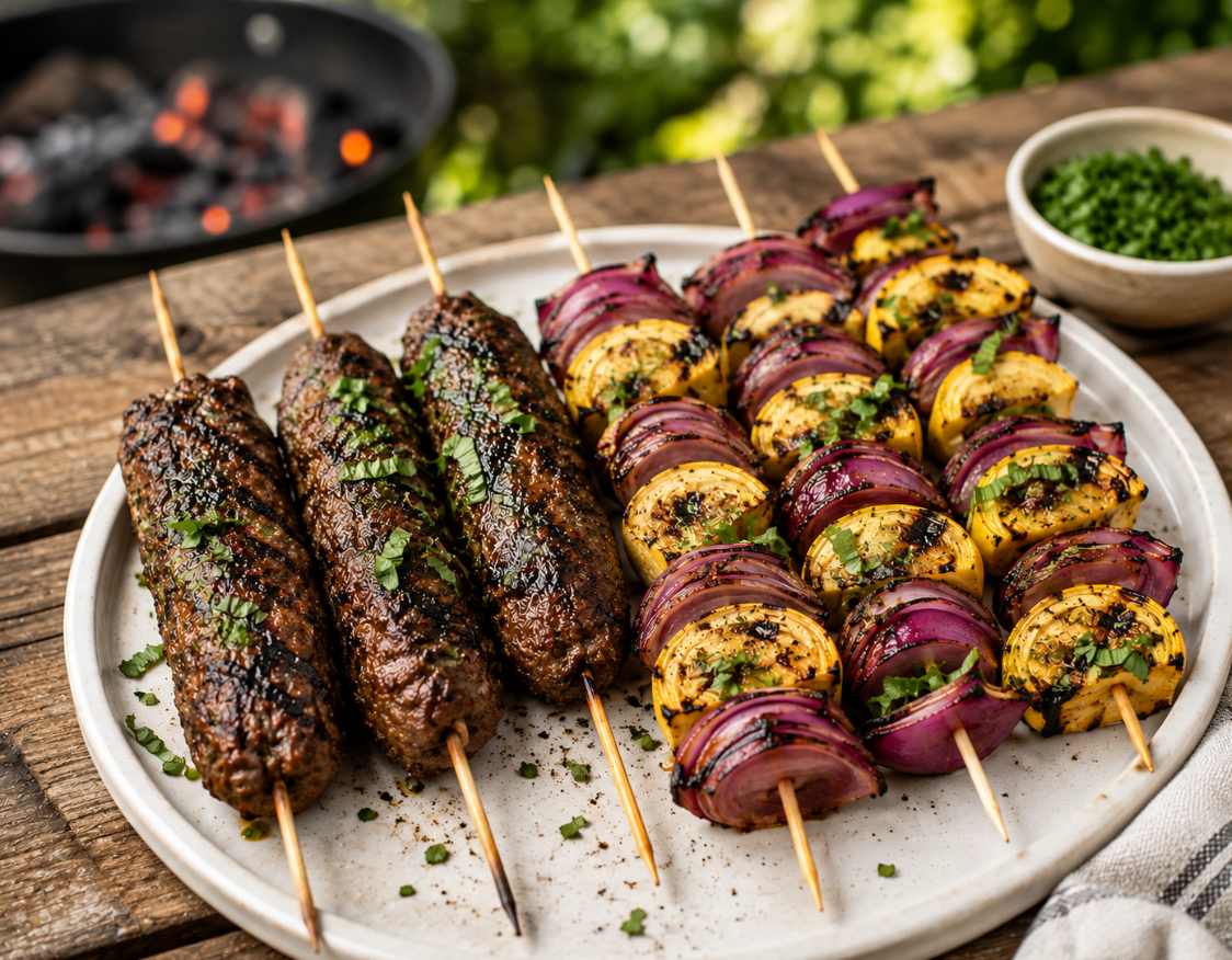 Grilled Beef &amp; Summer Squash Skewers
