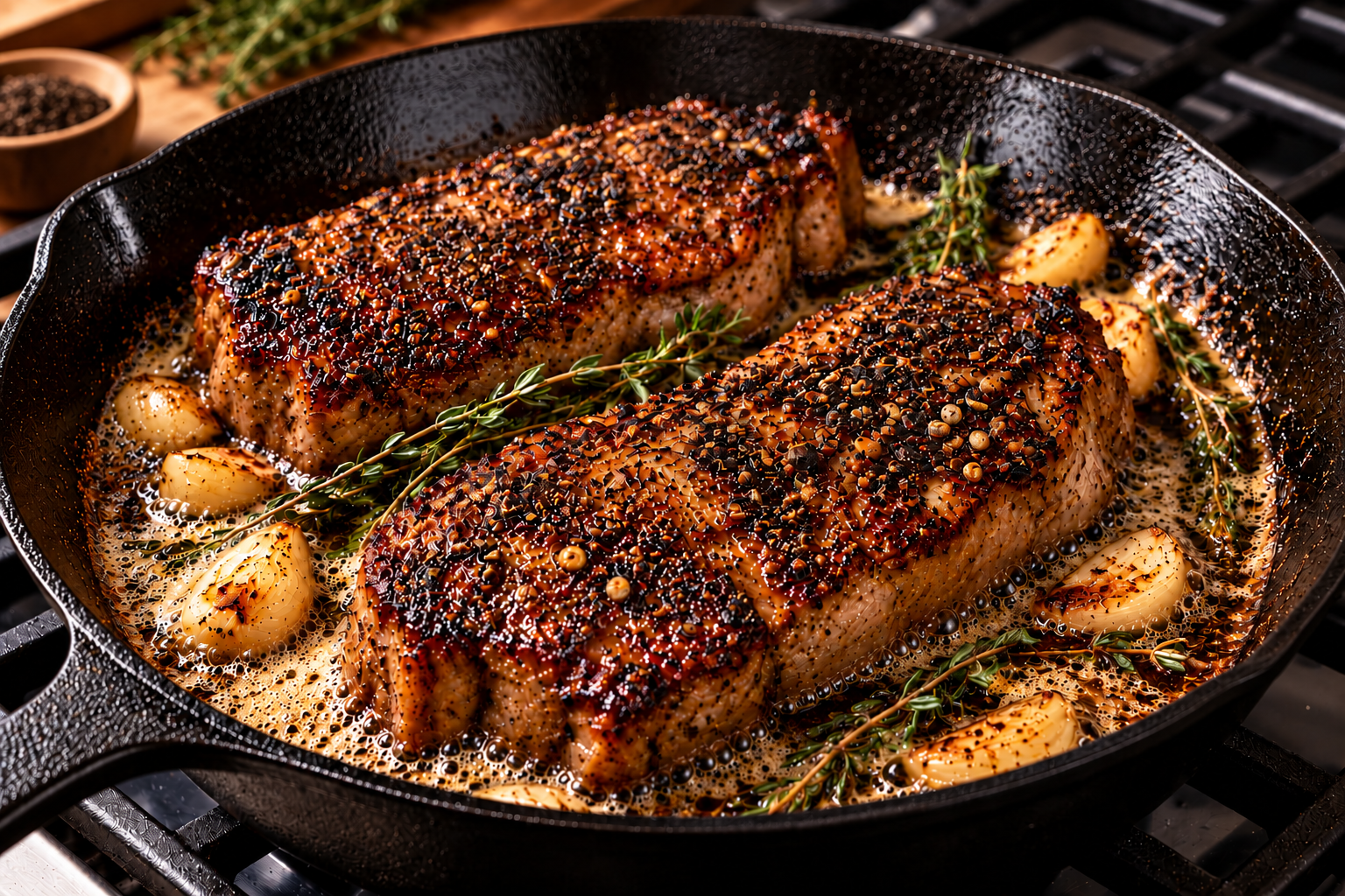 Coffee &amp; Bourbon Pepper–Crusted Steak