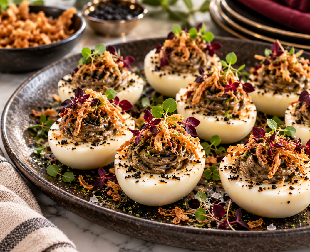 Black Garlic &amp; Truffle Deviled Eggs