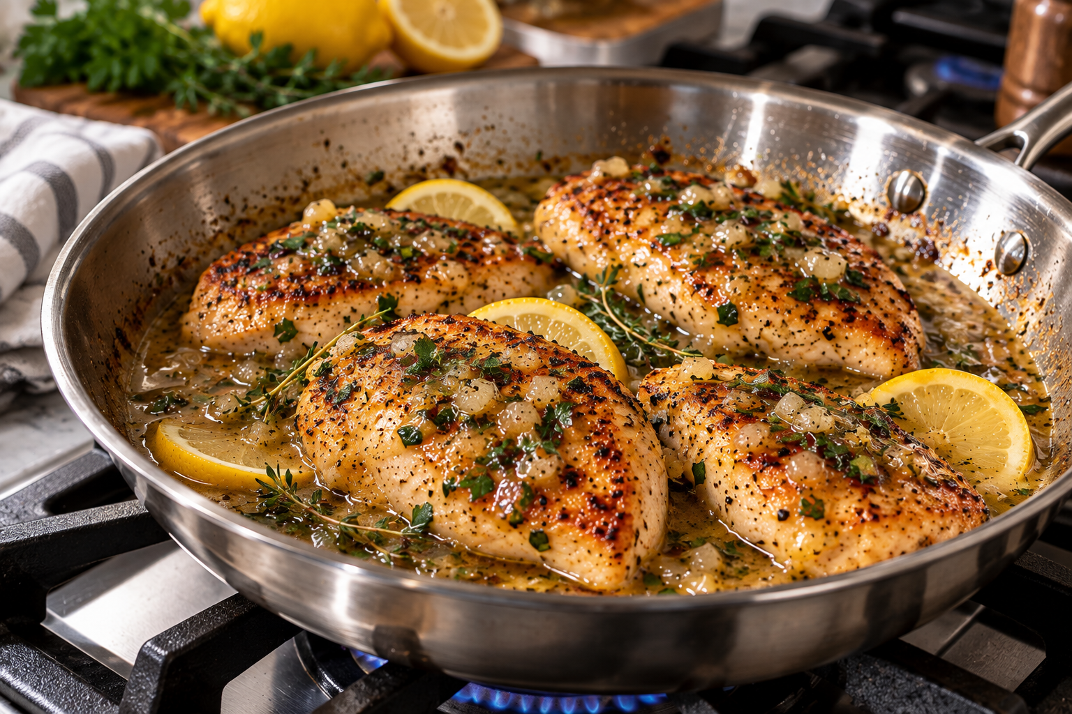 Pan-Seared Herb Chicken with Lemon Pan Sauce
