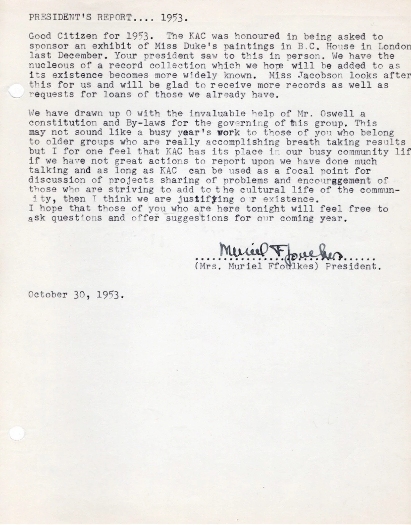 1953 - President's Report (pg2)