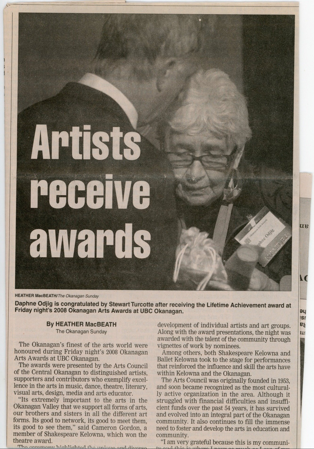 2008 - Daphne Odjig award article
