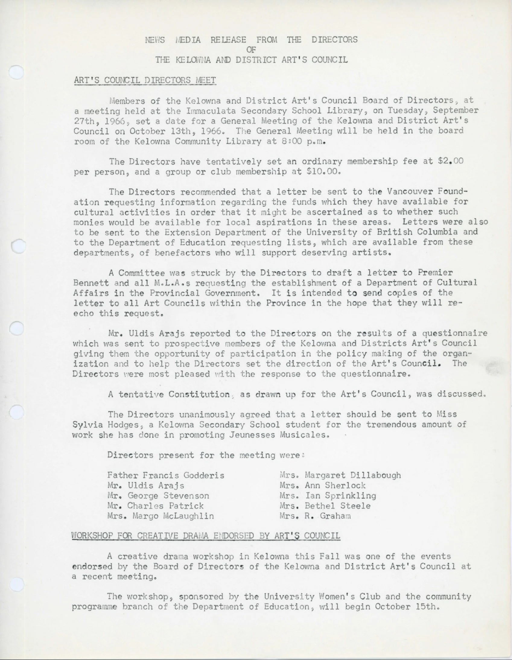 1966 - KADAC media release (pg1)