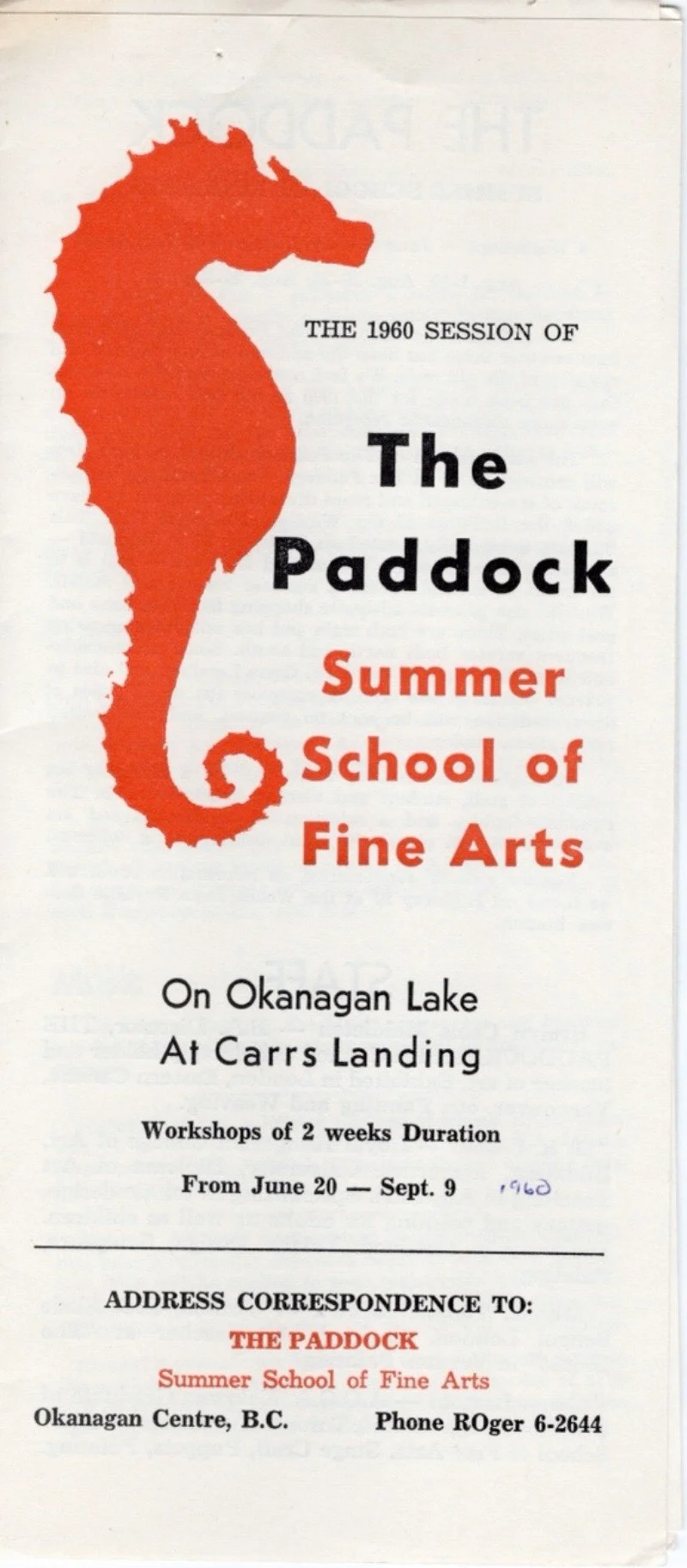 1960 - Pamphlet for the Paddock Summer School of Fine Arts, supported by the Kelowna Arts Council and surrounding arts councils. (pg1)