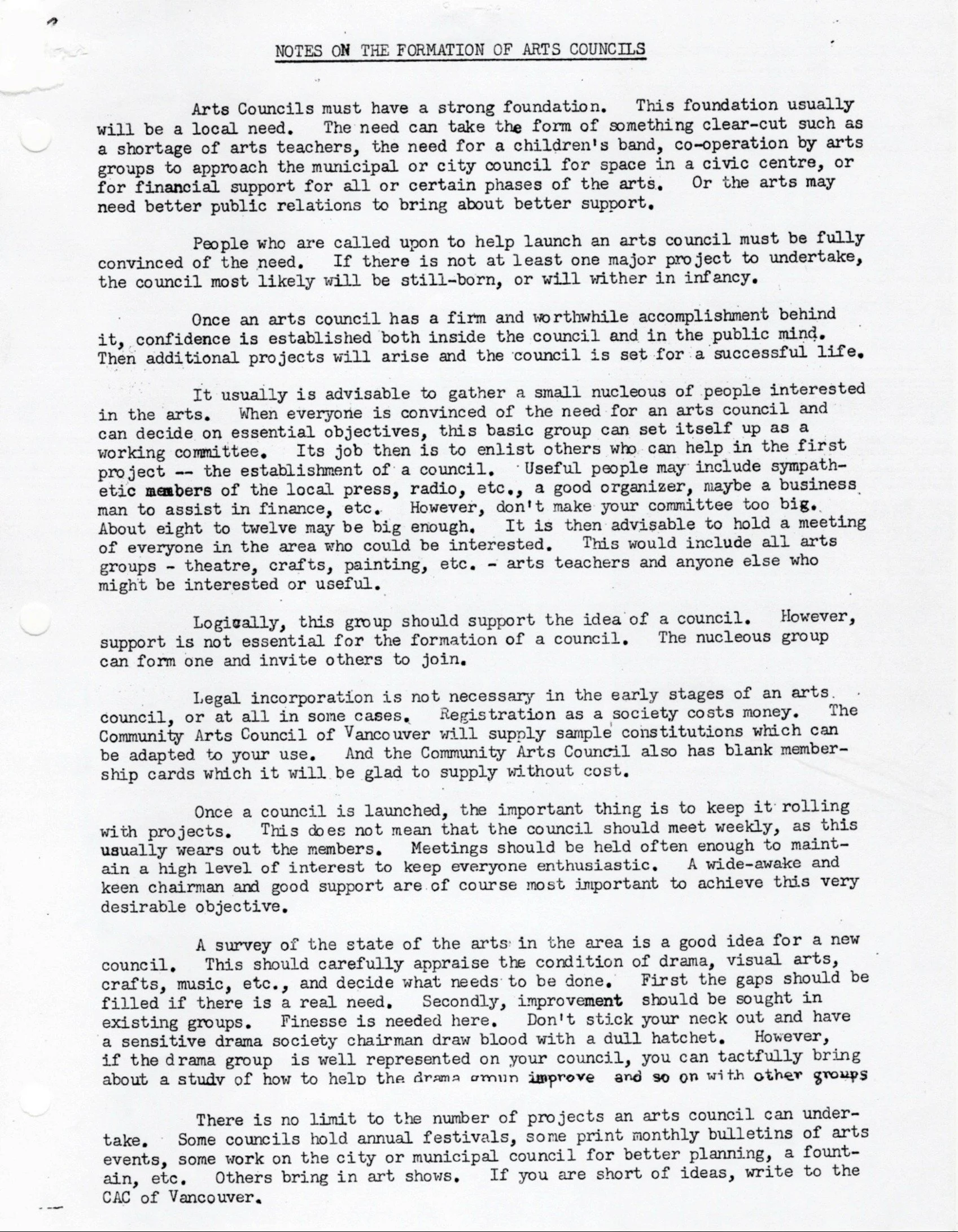 1959 - Notes on Arts Councils (pg1)