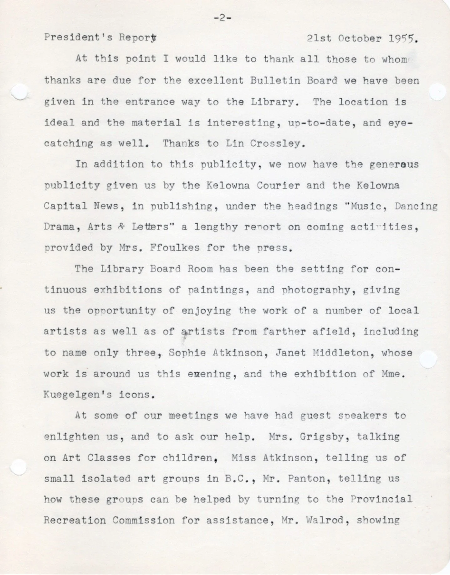 1955 - Presidents report (pg2)