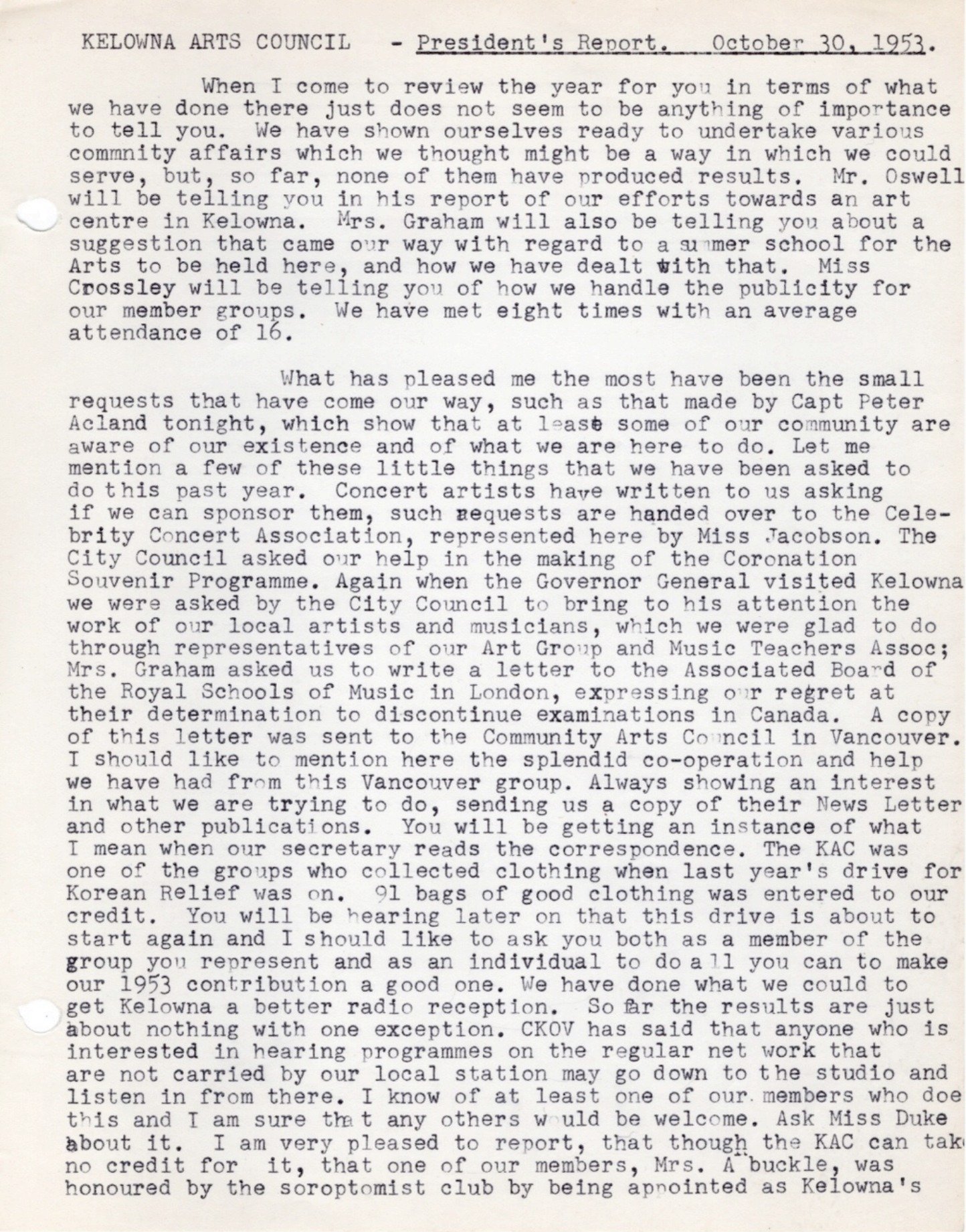 1953 - President's Report (pg1)