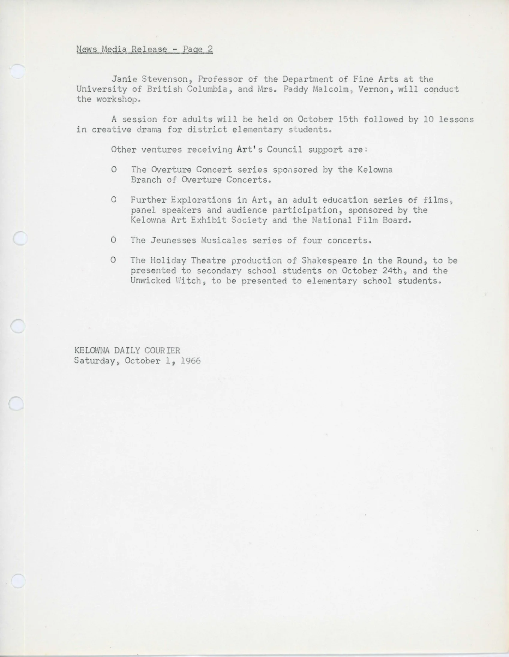 1966 - KADAC media release (pg2)