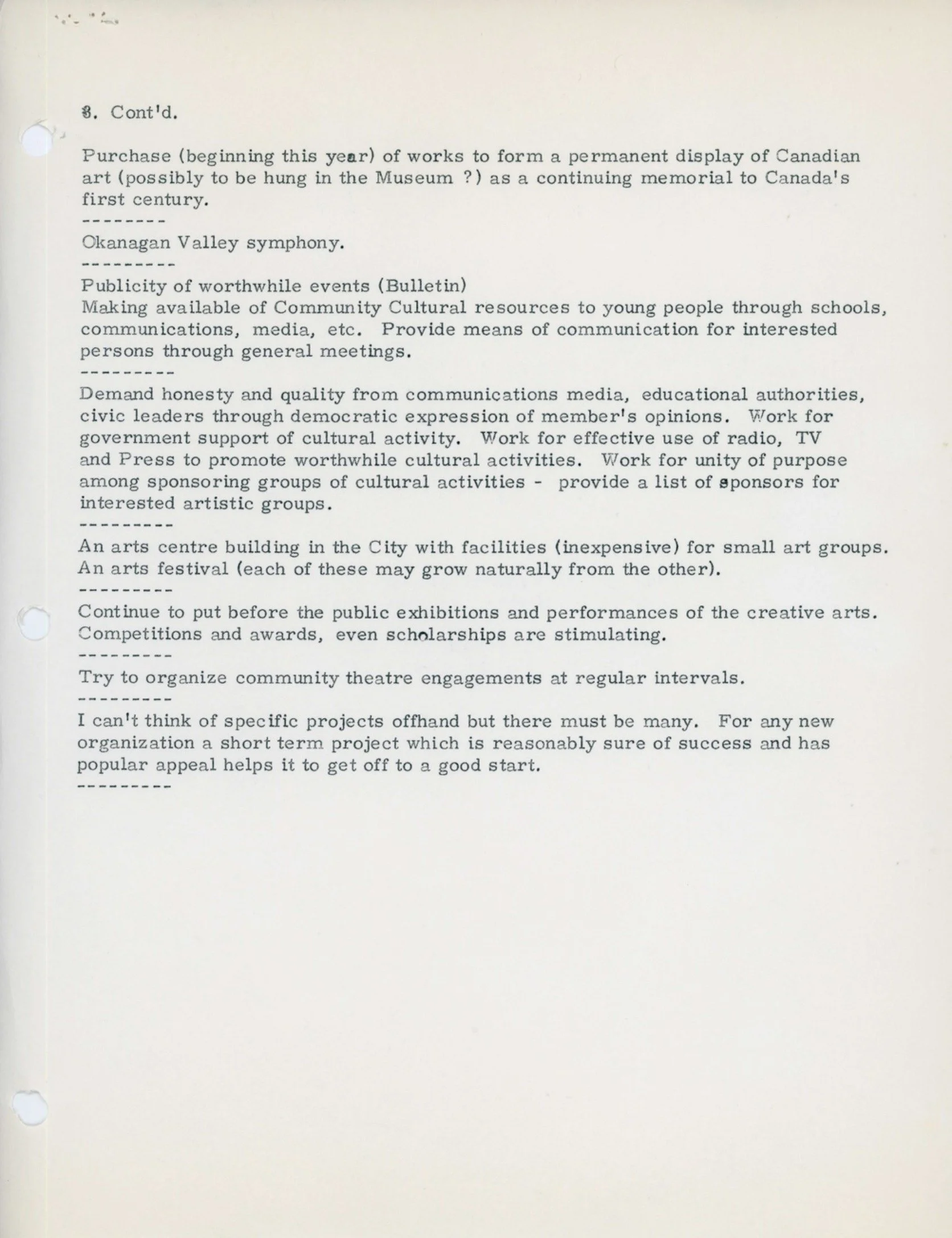 1966 - After reforming, the Council ran a survey from old and new members to gather consensus on how the new Arts Council should function (pg6)