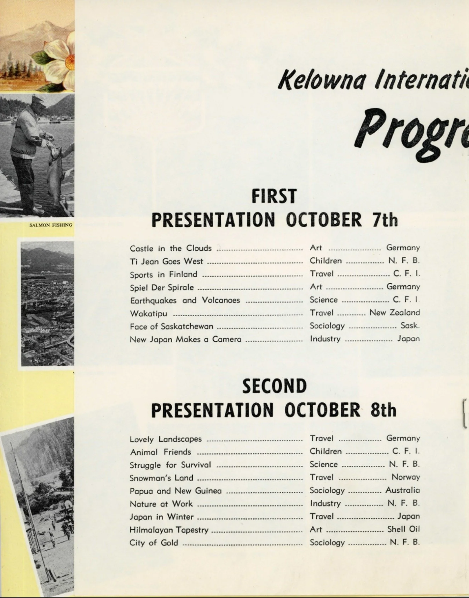 1958 - Kelowna Film festival programme (pg3)