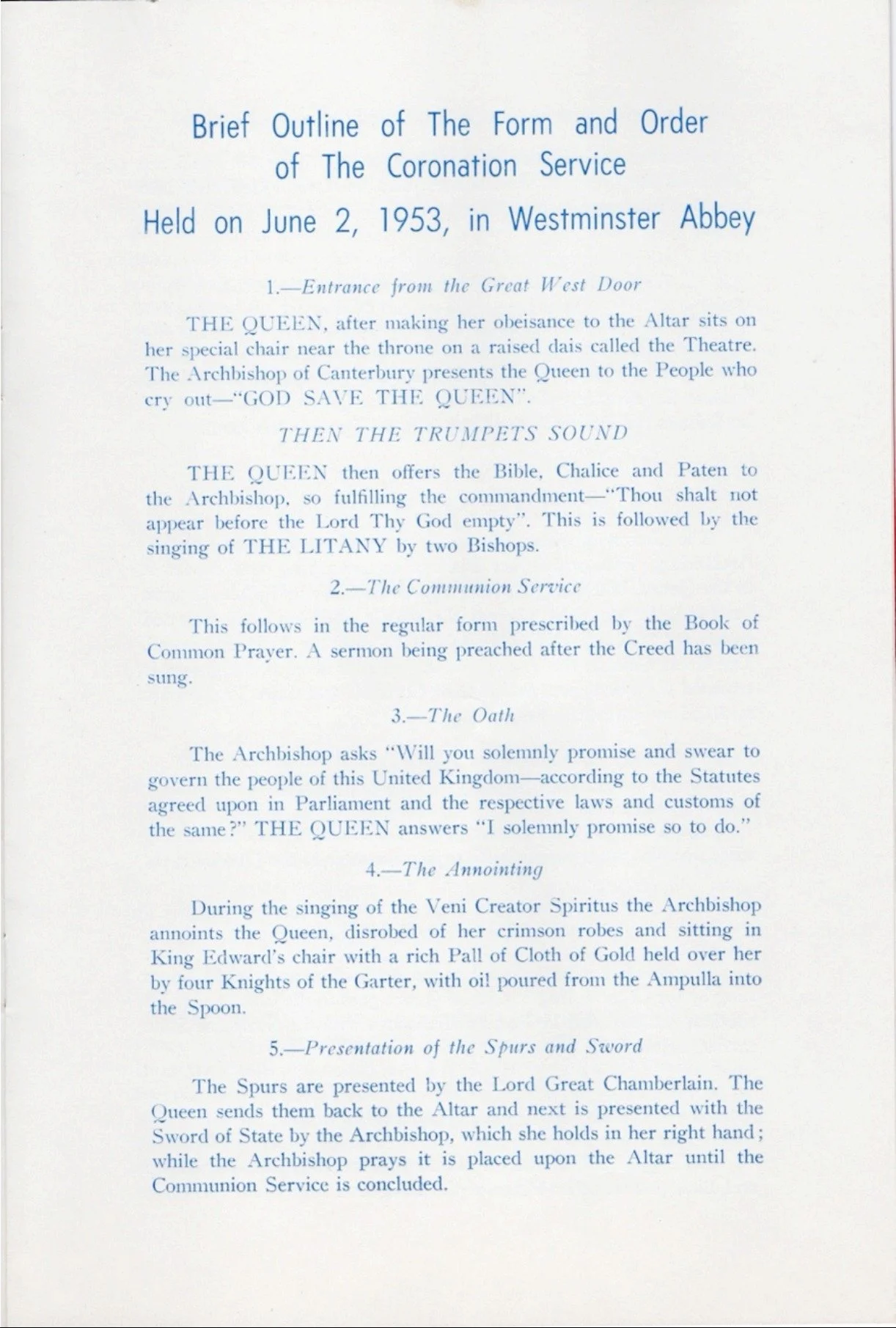 1953 - Queen Elizabeth II's Coronation programme which the Kelowna Art Council helped create (pg4)