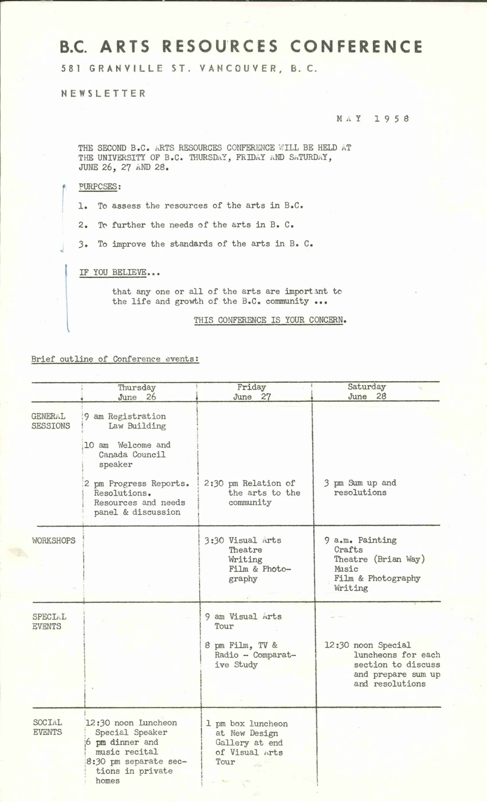 1958 - BC Arts Resource conference (pg1)